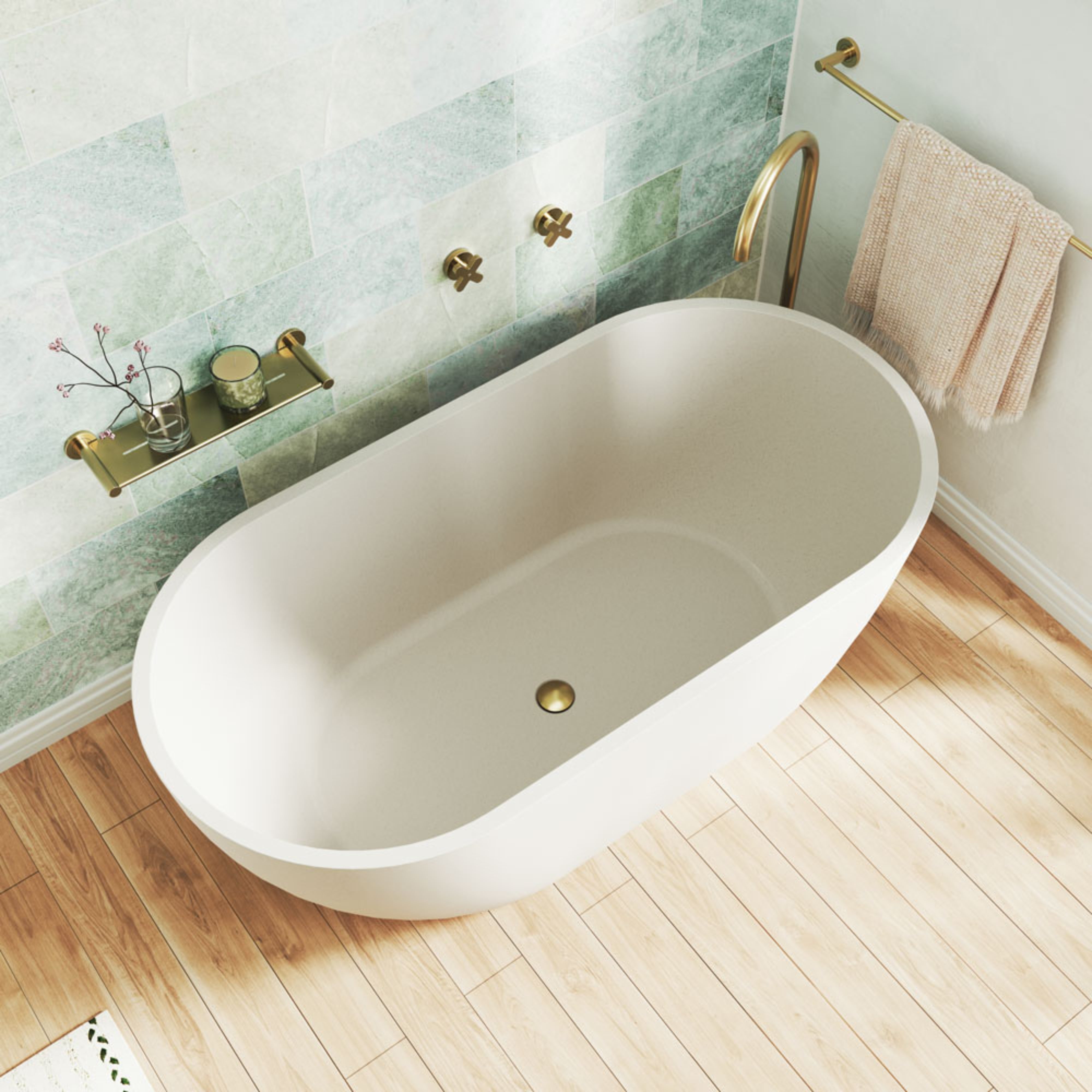 FIENZA JADA CONCRETE FREESTANDING BATHTUB WARM WHITE 1500MM