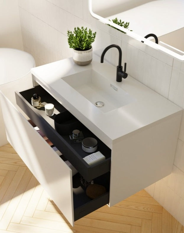 BEL BAGNO PRADO GLOSS WHITE 1200MM SINGLE BOWL WALL HUNG VANITY AND BASIN