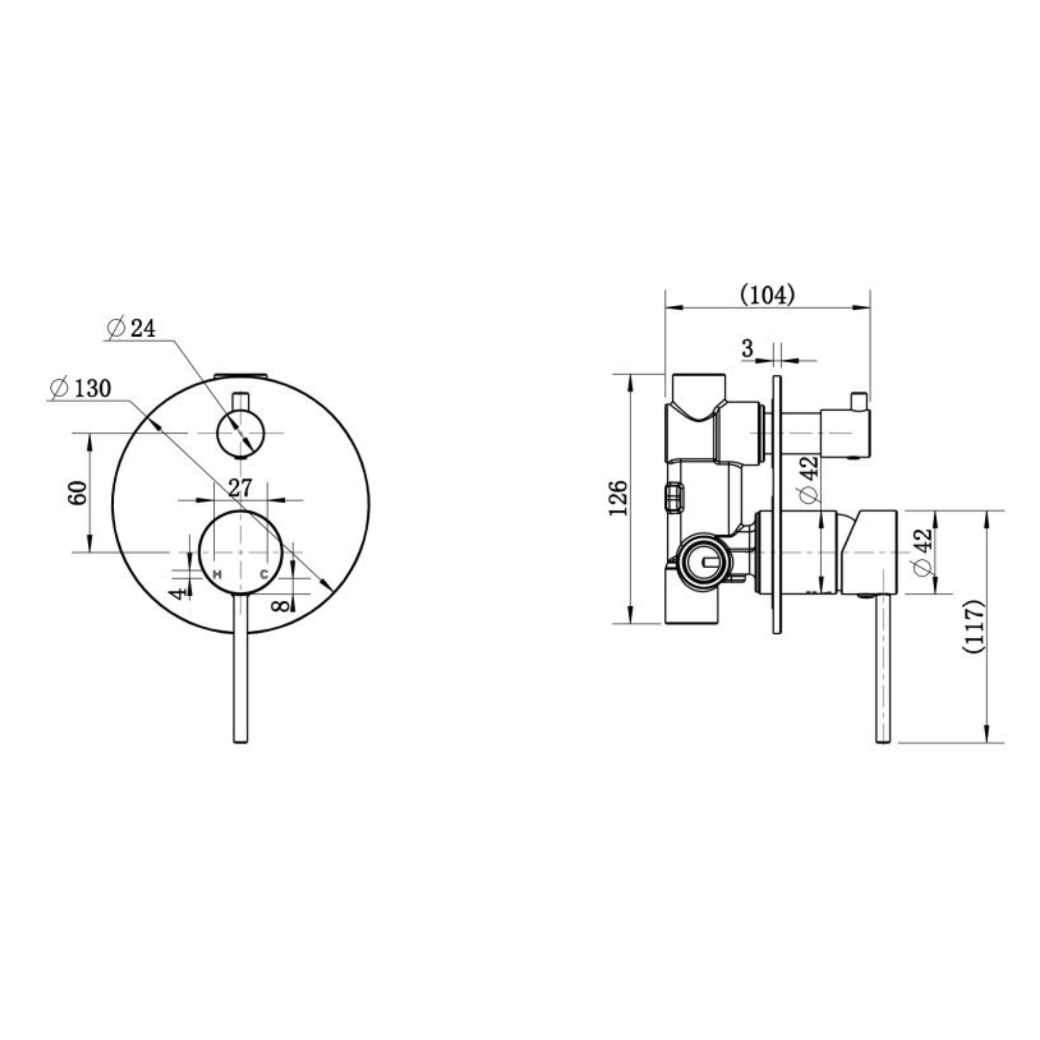 MODERN NATIONAL STAR MINI SHOWER DIVERTER MIXER 130MM POLISHED BRASS