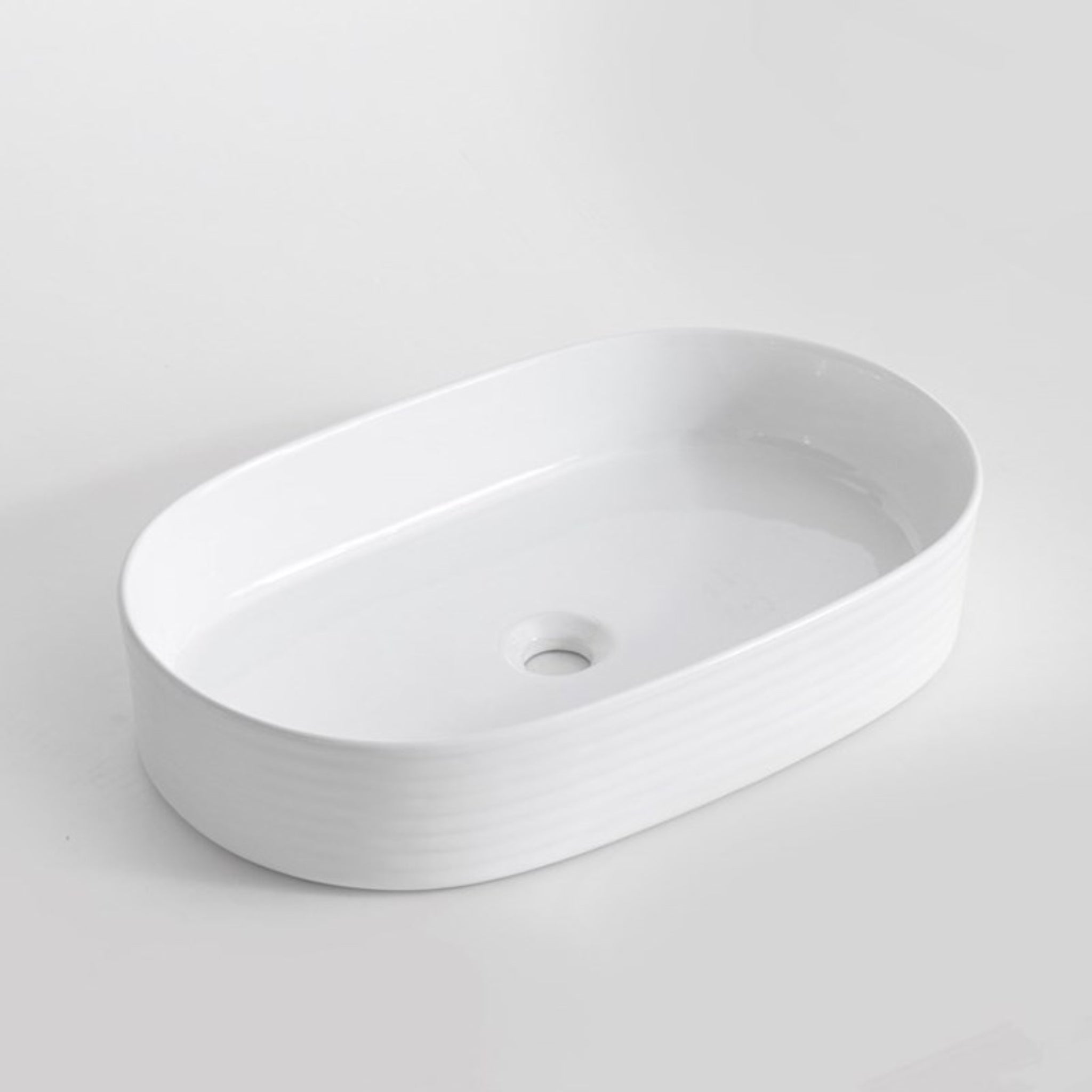 AQUAPERLA CERAMIC FLUTED ABOVE COUNTER BASIN MATTE WHITE 520MM