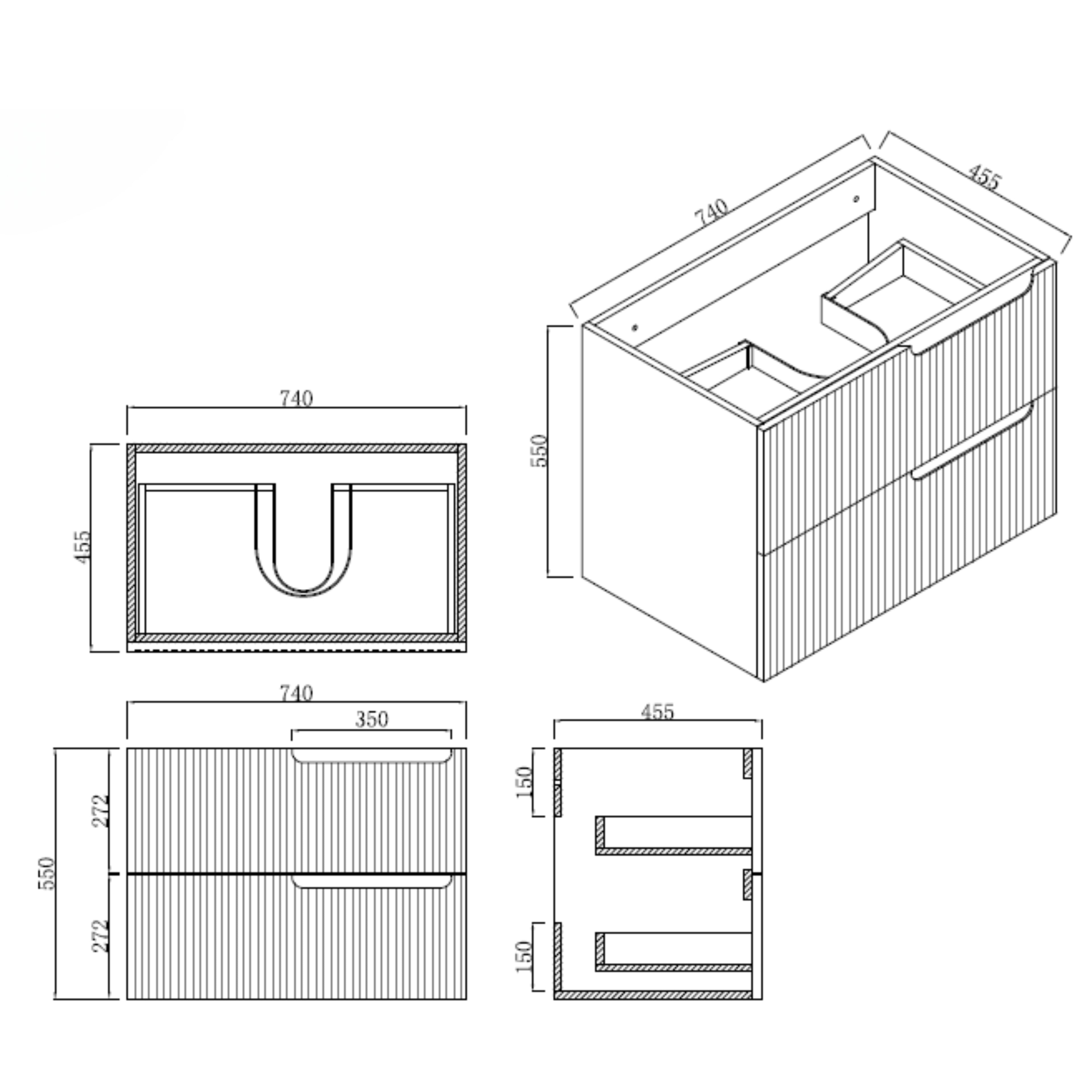 INFINITY SERSI MATTE WHITE 750MM SINGLE BOWL WALL HUNG VANITY