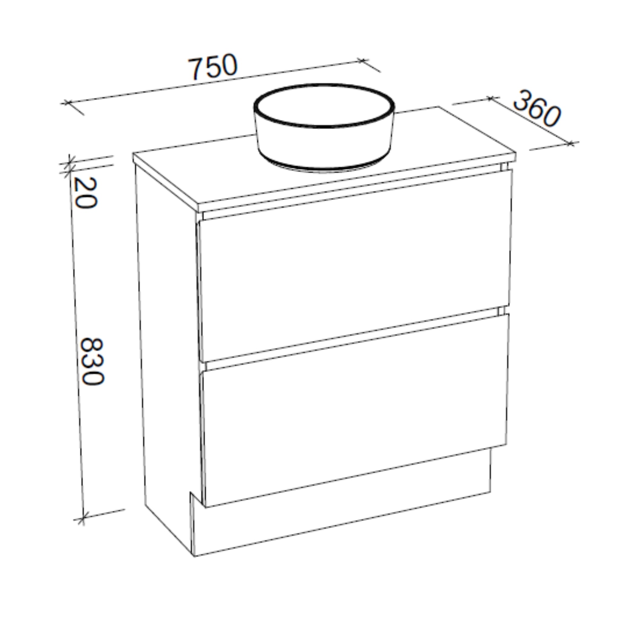 Test 2 TIMBERLINE BILLIE SPACE SAVING CUSTOM FLOOR STANDING VANITY (ALL SIZING) (Copy)