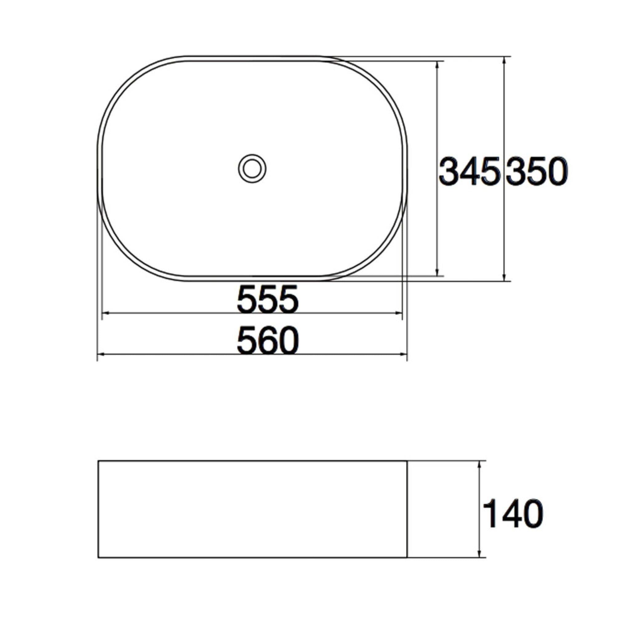 AQUAPERLA CERAMIC OVAL ABOVE COUNTER BASIN GLOSS WHITE 560MM