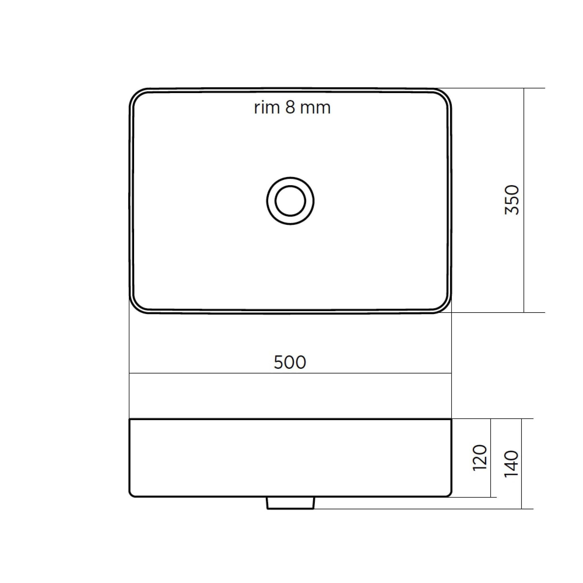 SEIMA PLATI 030 ABOVE COUNTER BASIN SILK MATTE BLACK 500MM