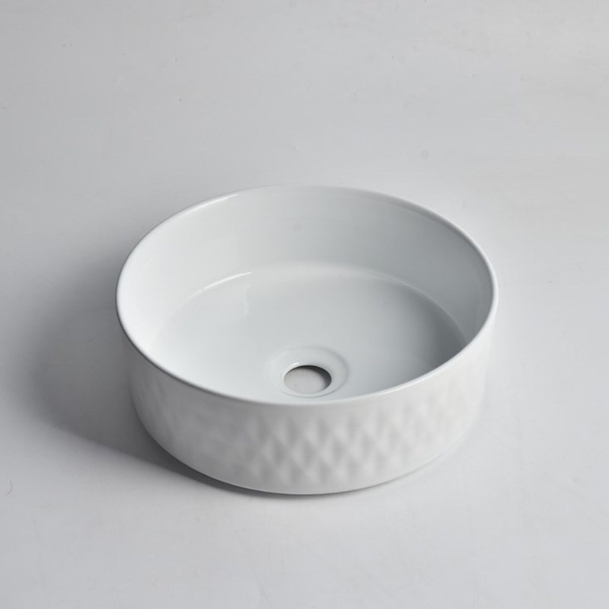 AQUAPERLA CERAMIC ROUND ABOVE COUNTER BASIN GLOSS WHITE 360MM