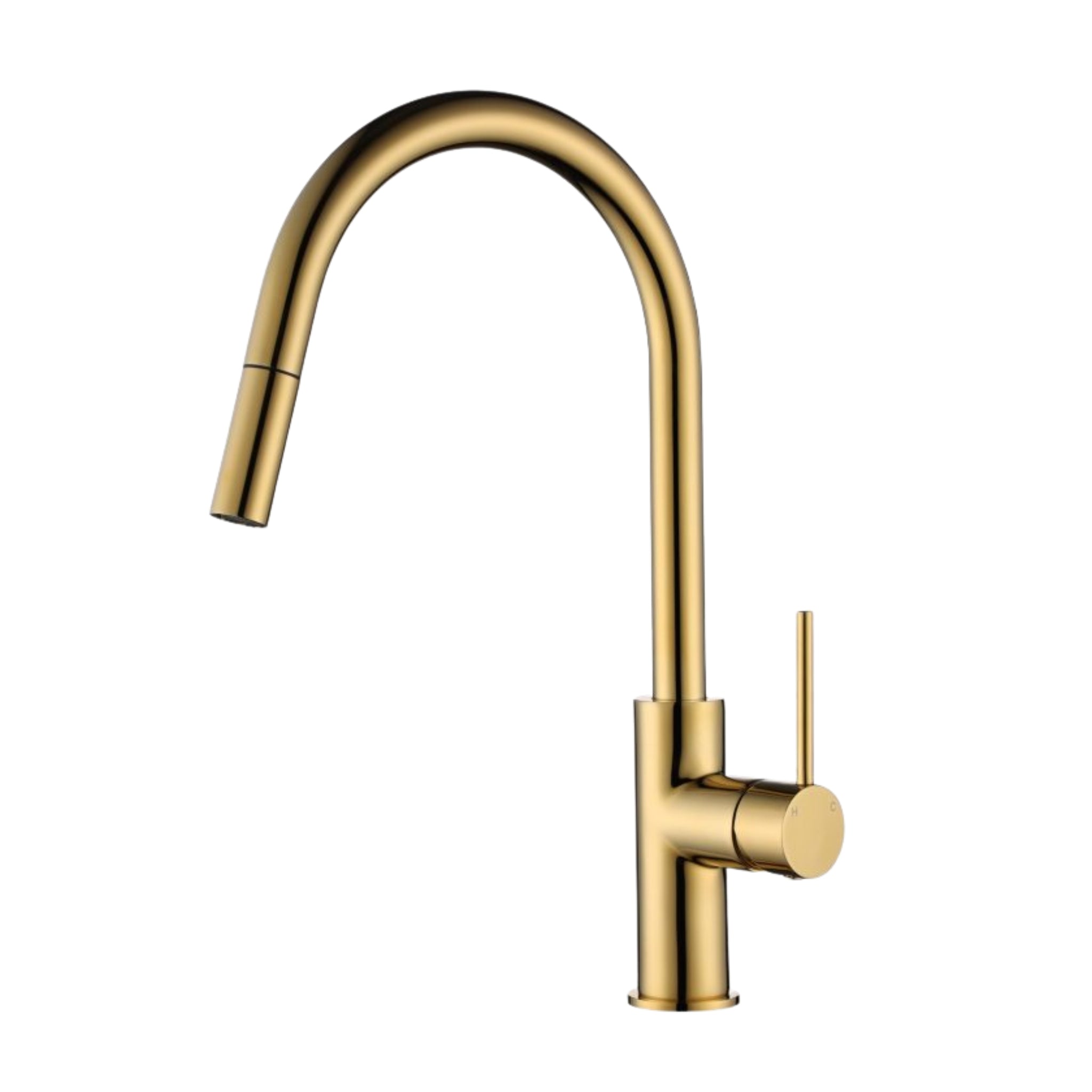 MODERN NATIONAL STAR MINI PULL OUT KITCHEN MIXER 393MM POLISHED BRASS