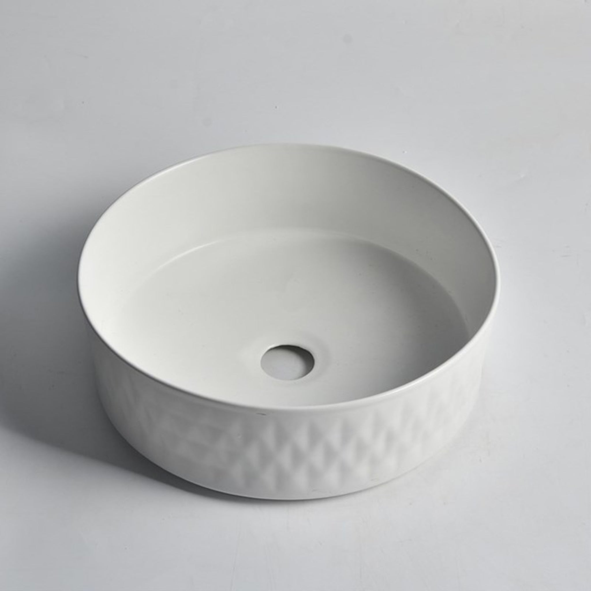 AQUAPERLA CERAMIC ROUND ABOVE COUNTER BASIN MATTE WHITE 360MM