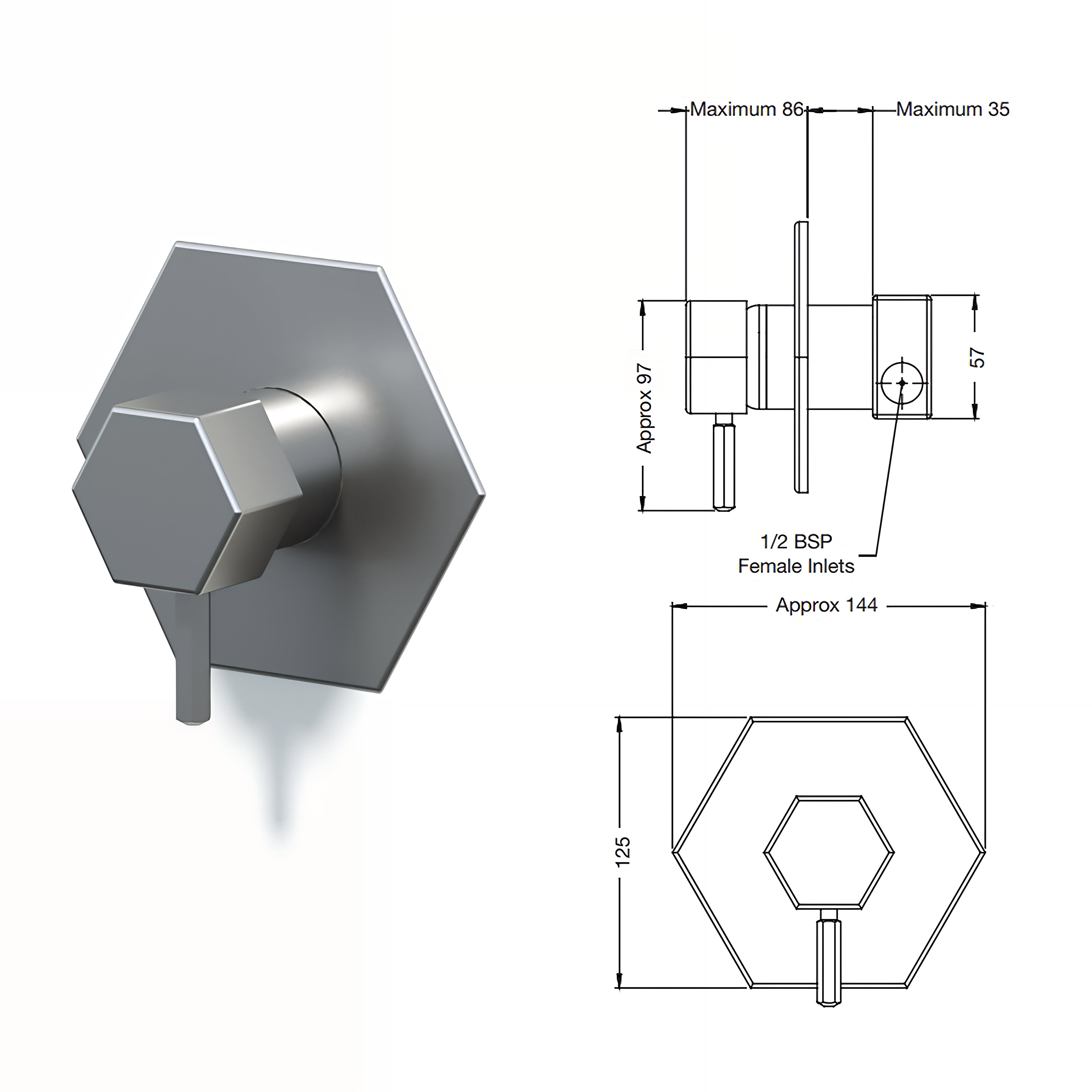 RAINWARE MIAMI OUTDOOR HOT AND COLD WALL MIXER STAINLESS STEEL