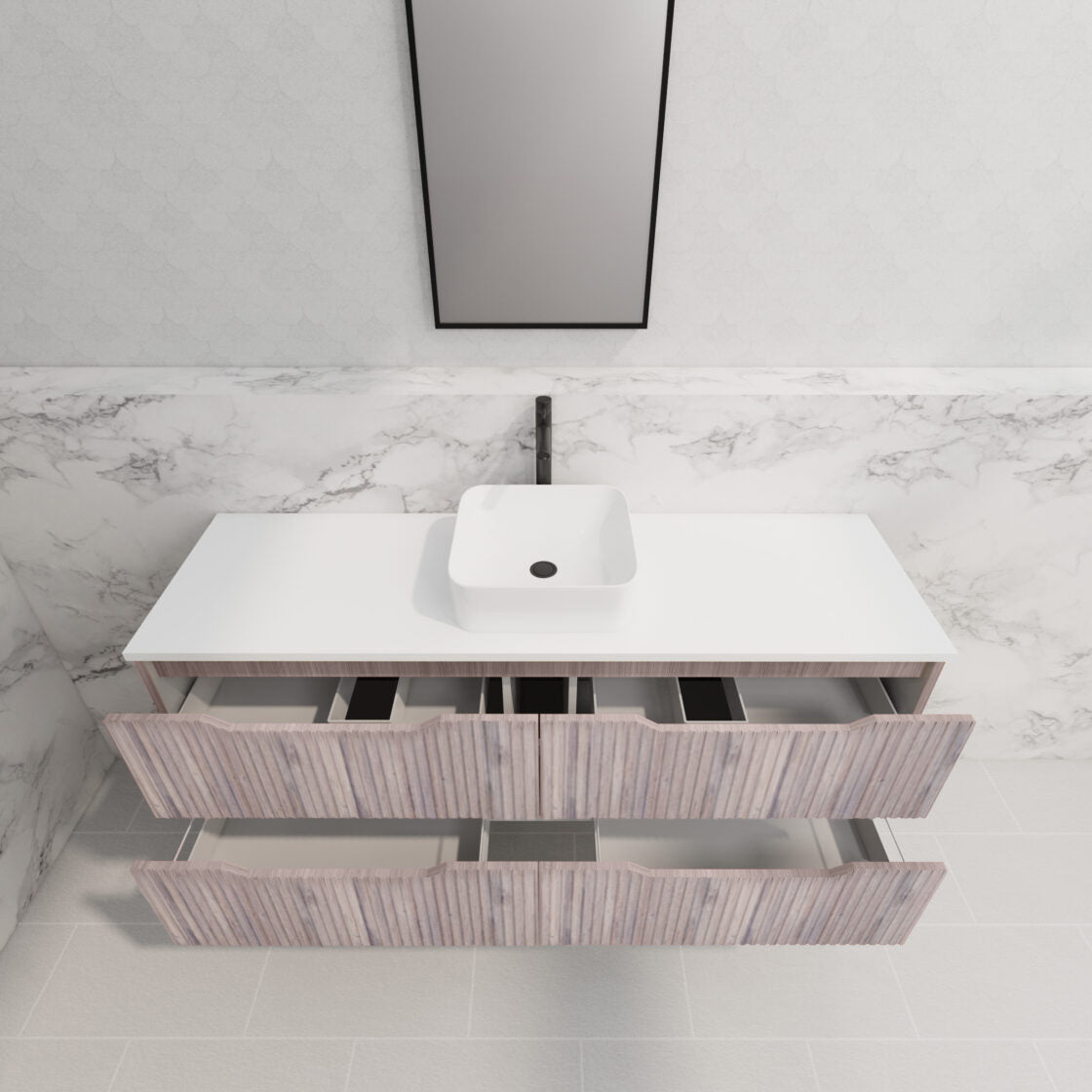 RIVA BALI WHITE OAK 1500MM SINGLE BOWL FLOOR STANDING VANITY