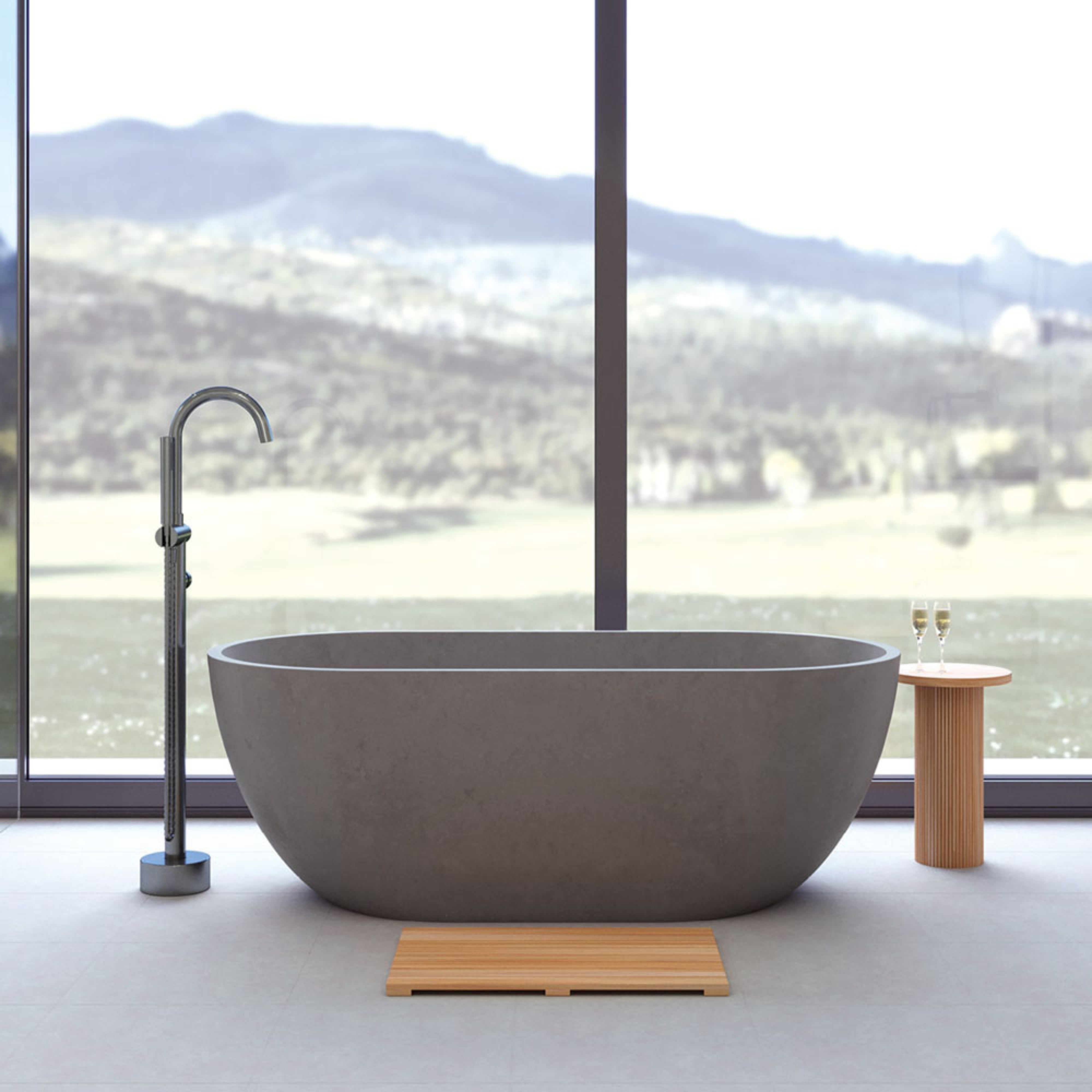 FIENZA JADA CONCRETE FREESTANDING BATHTUB WARM GREY 1500MM