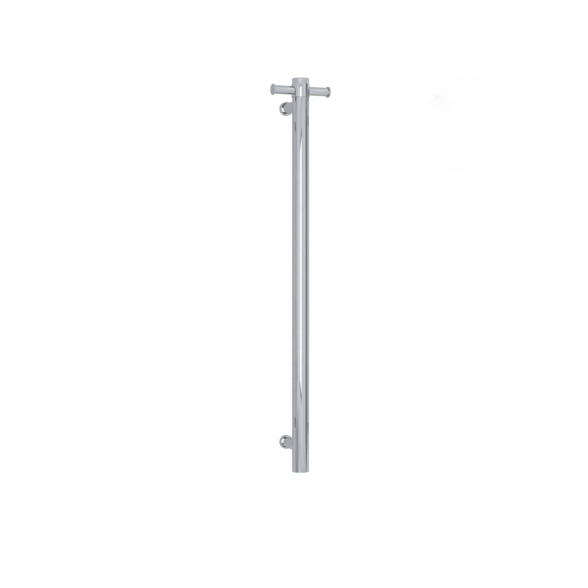 THERMOGROUP ROUND VERTICAL HEATED SINGLE TOWEL RAIL POLISHED STAINLESS STEEL 900MM