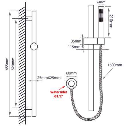 AQUAPERLA SHOWER ON RAIL WITH HAND HELD SHOWER CHROME