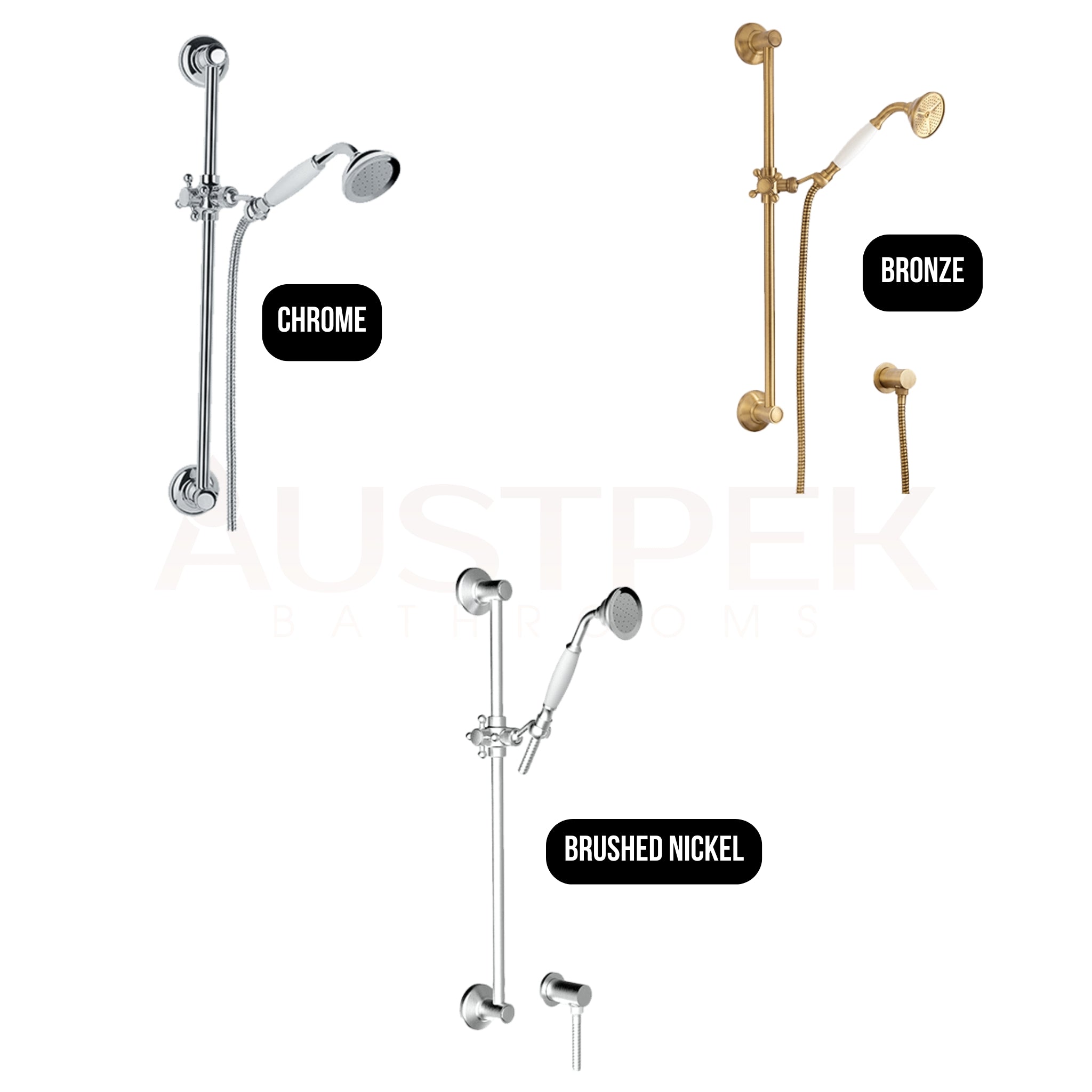 ARMANDO VICARIO PROVINCIAL SHOWER ON RAIL 625MM BRUSHED NICKEL