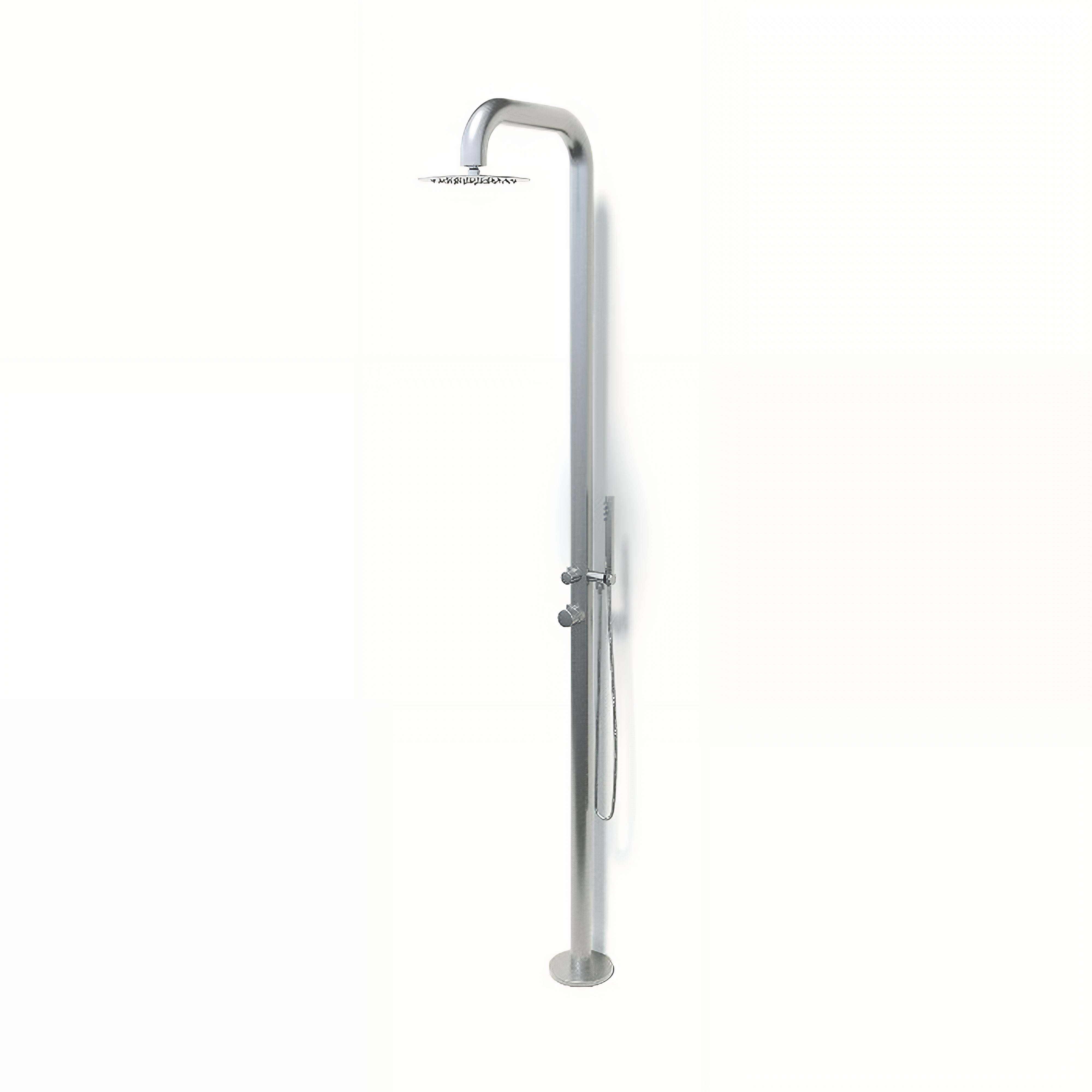 RAINWARE BRONTE FREESTANDING OUTDOOR HOT AND COLD SHOWER AND HANDHELD STAINLESS STEEL