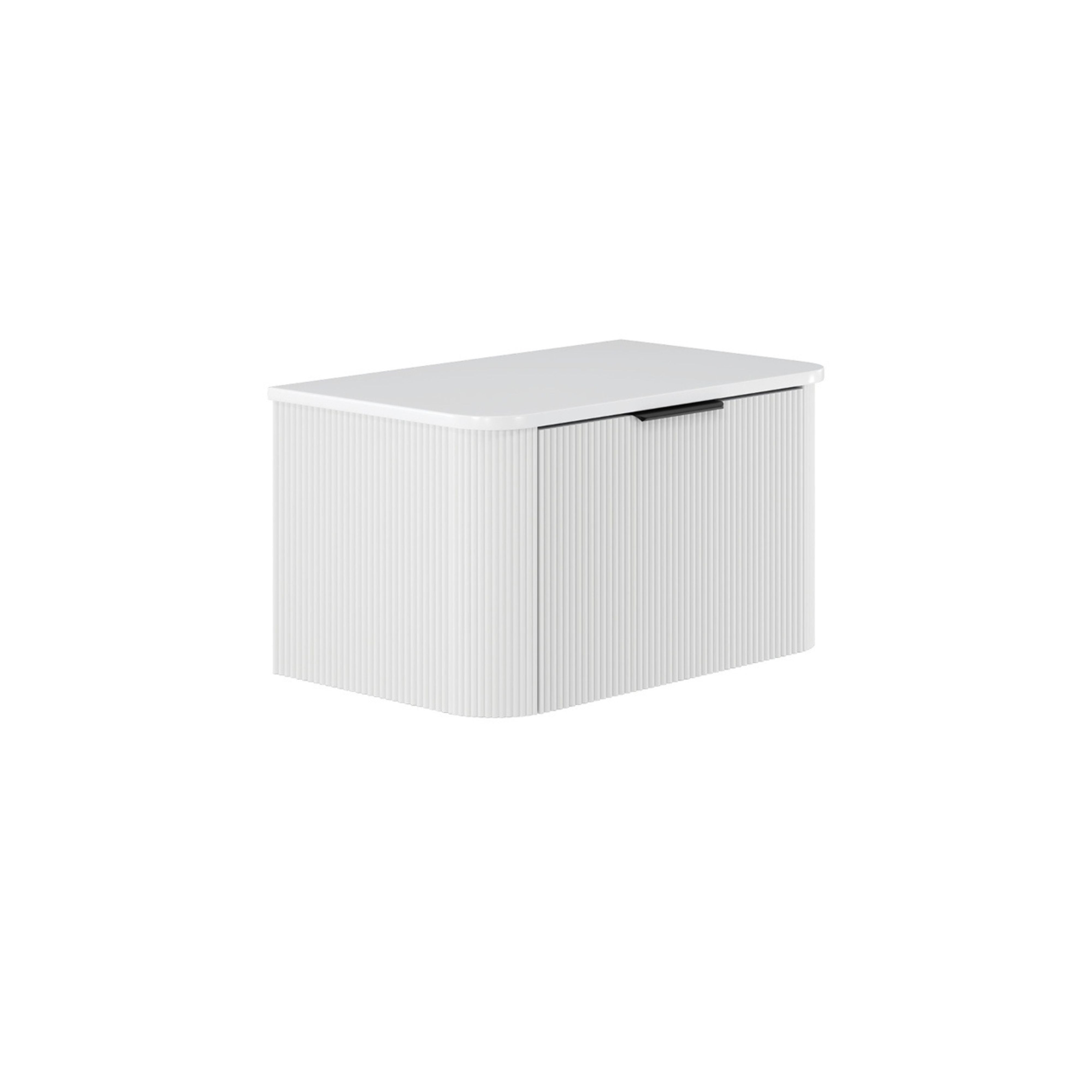 FIENZA MINKA SATIN WHITE FLUTED 750MM CURVE SINGLE BOWL WALL HUNG VANITY