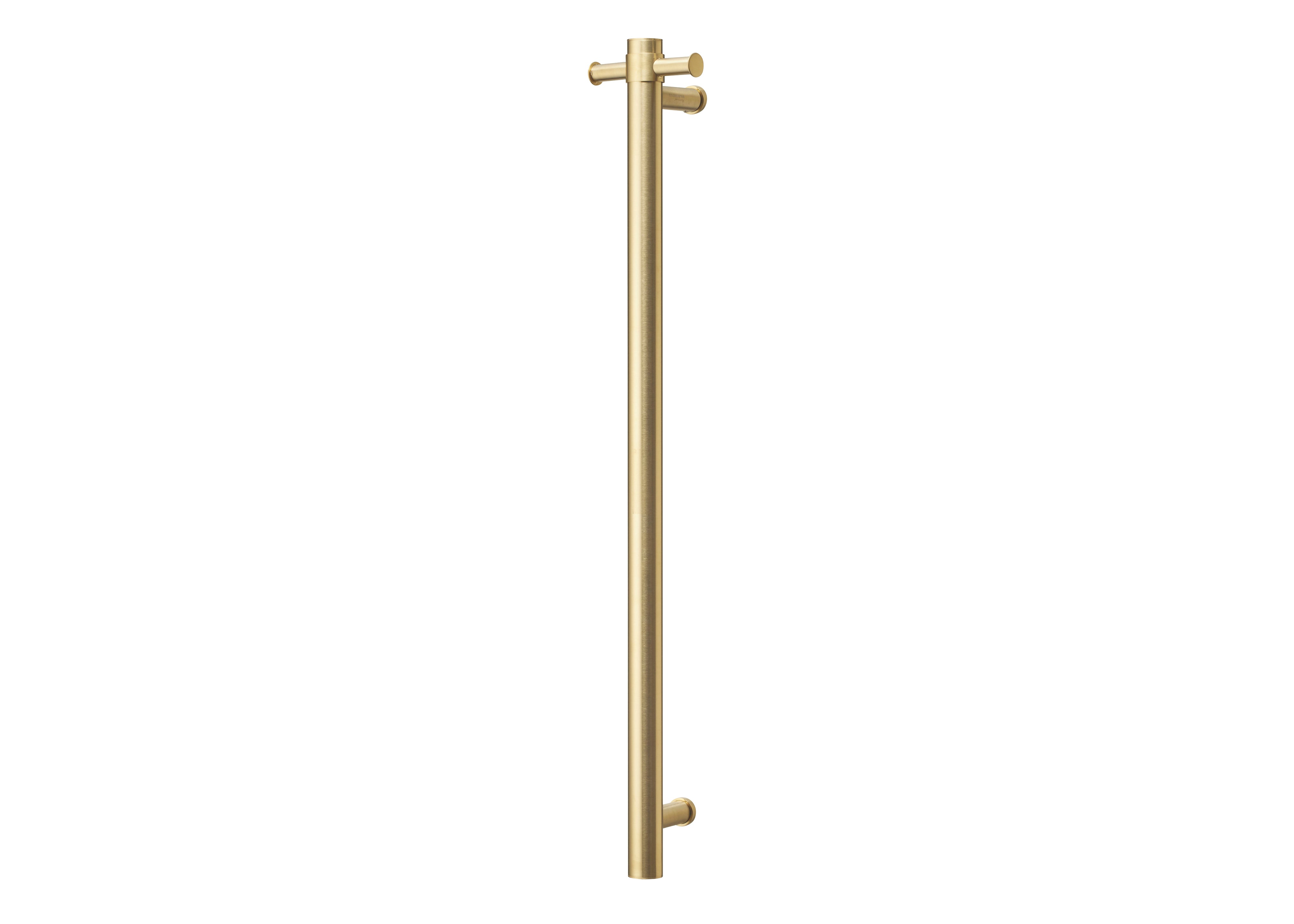 COLDBUSTER VERTICAL ROUND HEATED SINGLE TOWEL RAIL BRUSHED BRASS 900MM