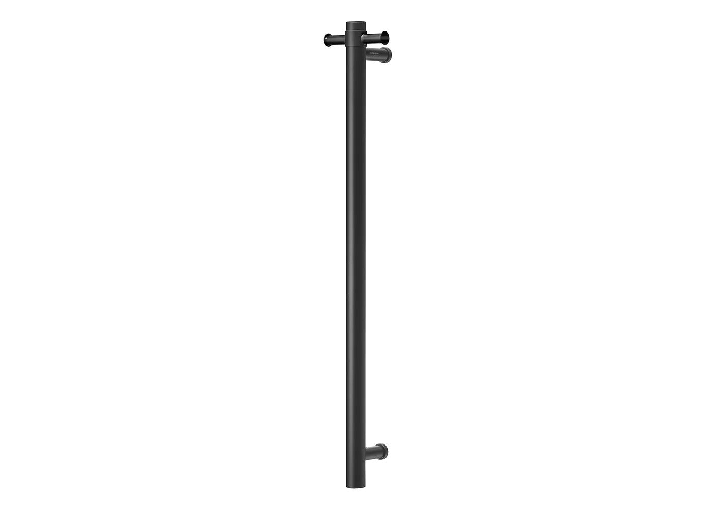 COLDBUSTER VERTICAL ROUND HEATED SINGLE TOWEL RAIL MATTE BLACK 900MM