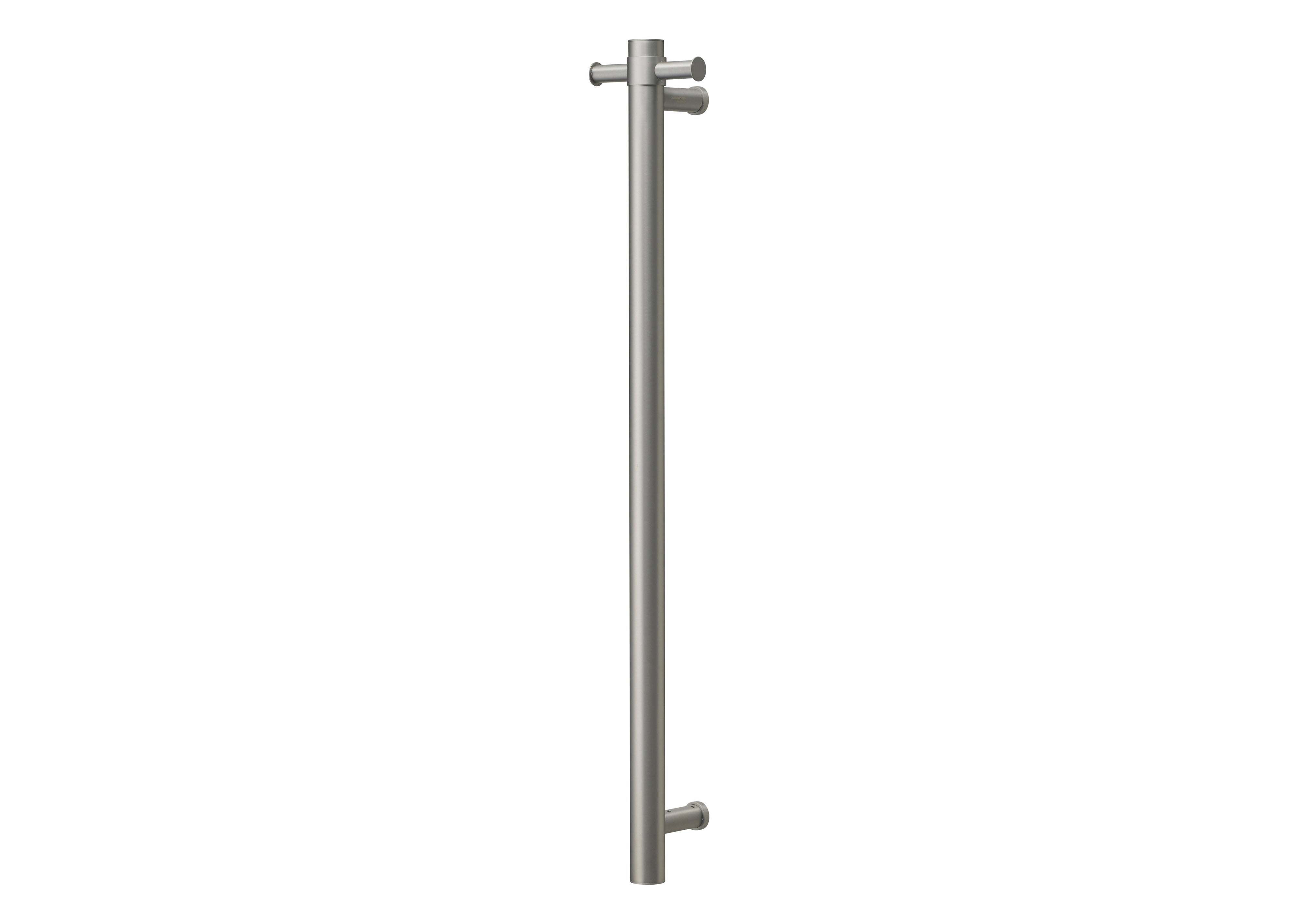 COLDBUSTER VERTICAL ROUND HEATED SINGLE TOWEL RAIL BRUSHED NICKEL 900MM