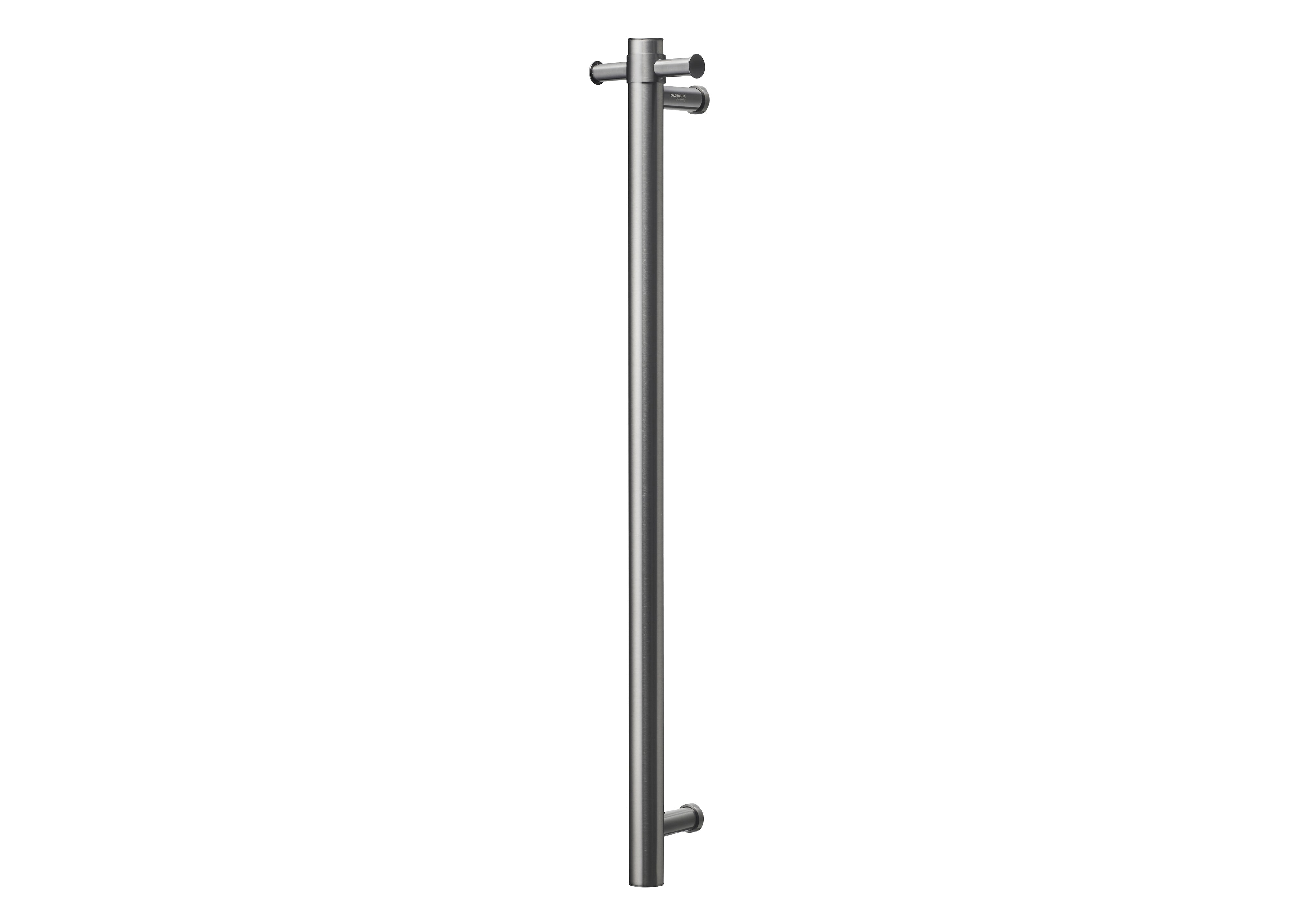 COLDBUSTER VERTICAL ROUND HEATED SINGLE TOWEL RAIL BRUSHED GUN METAL 900MM