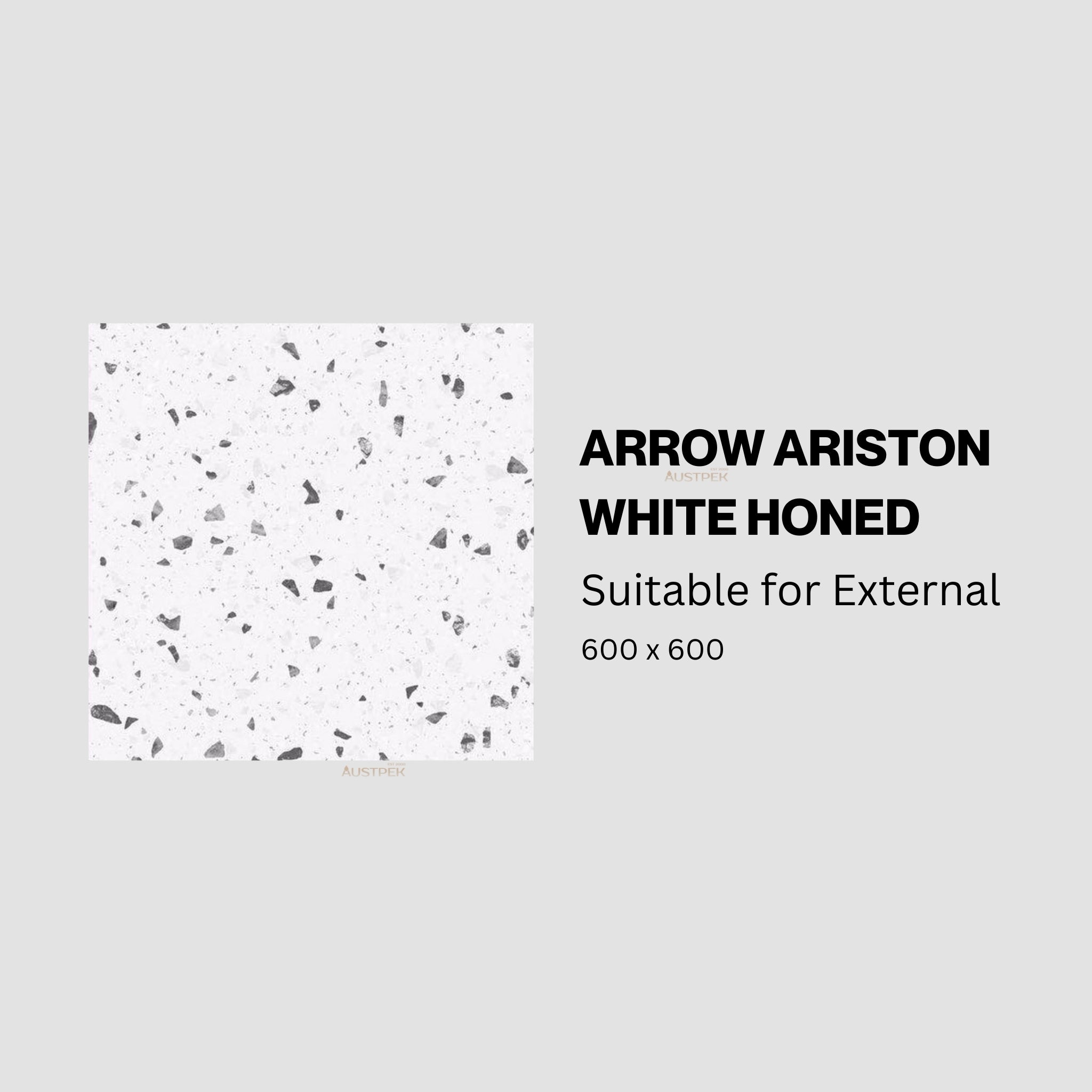 ARROW CLASSIC TERRAZZO WHITE MATTE 600X600MM SQUARE TILE (PER BOX)