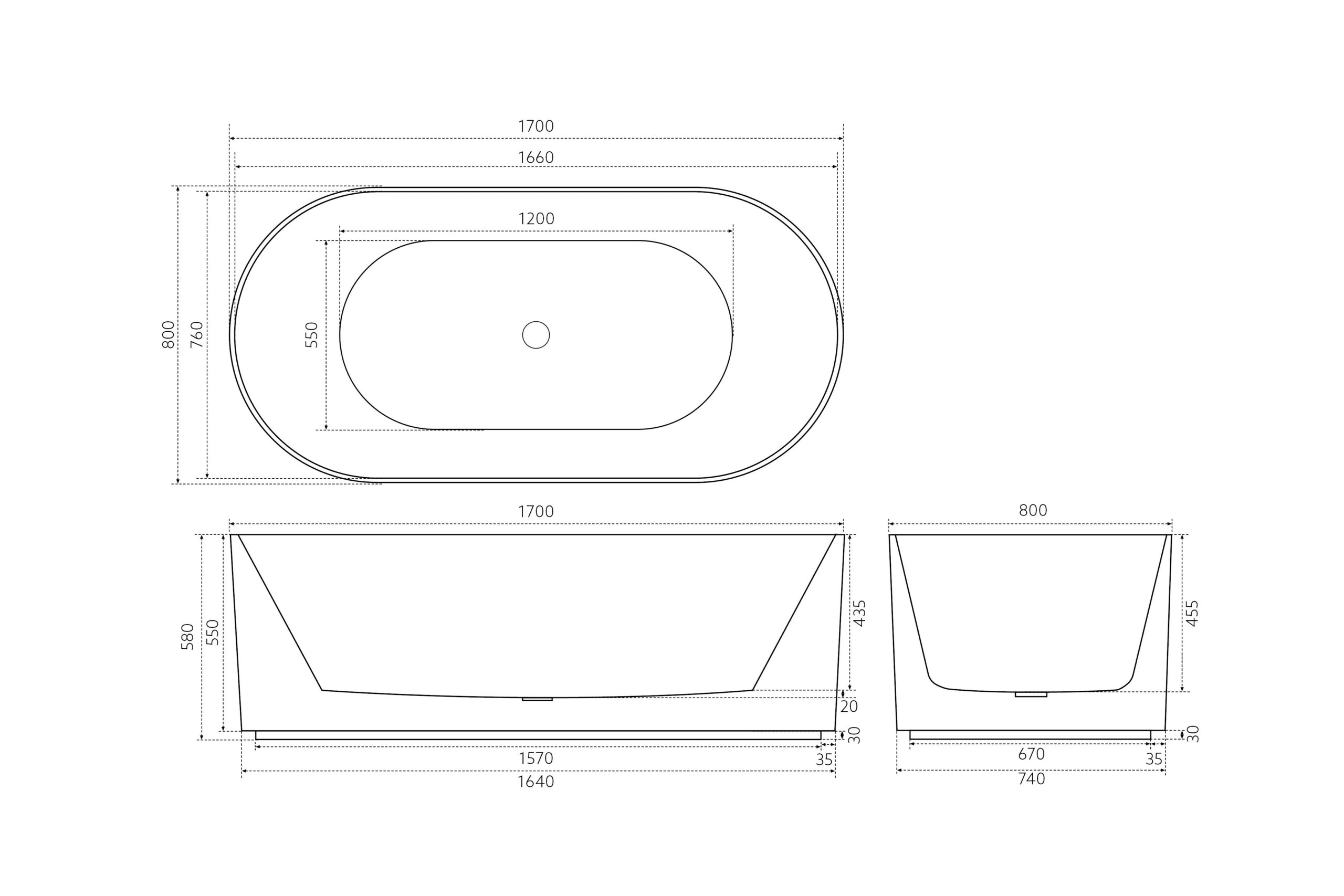 CETO ALLY GROOVE OVAL FREESTANDING BATH GLOSS WHITE (AVAILABLE IN 1500MM AND 1700MM)