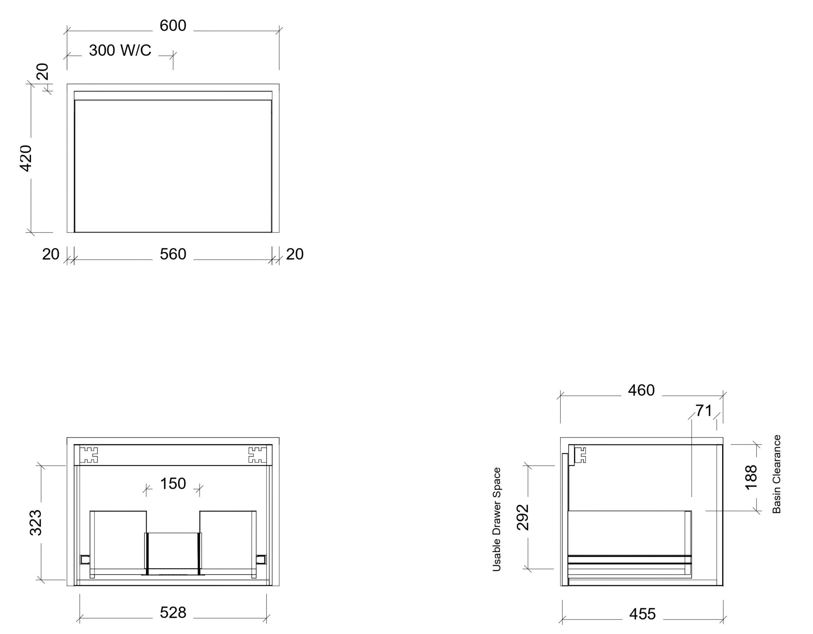 TIMBERLINE AINSWORTH CUSTOM WALL HUNG VANITY (ALL SIZING)