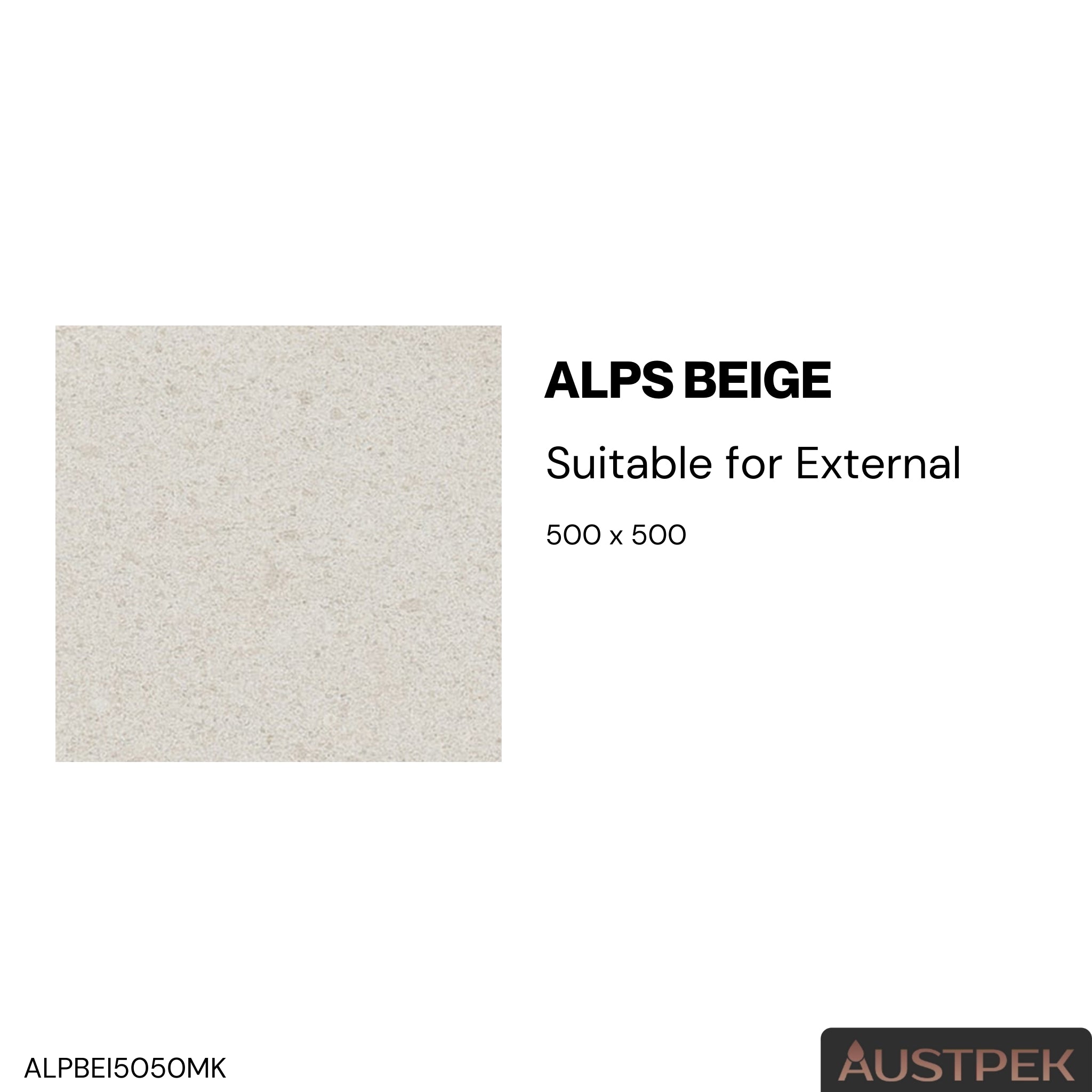 ELITE ALPS BEIGE MATTE 500X500MM SQUARE TILE (PER BOX)