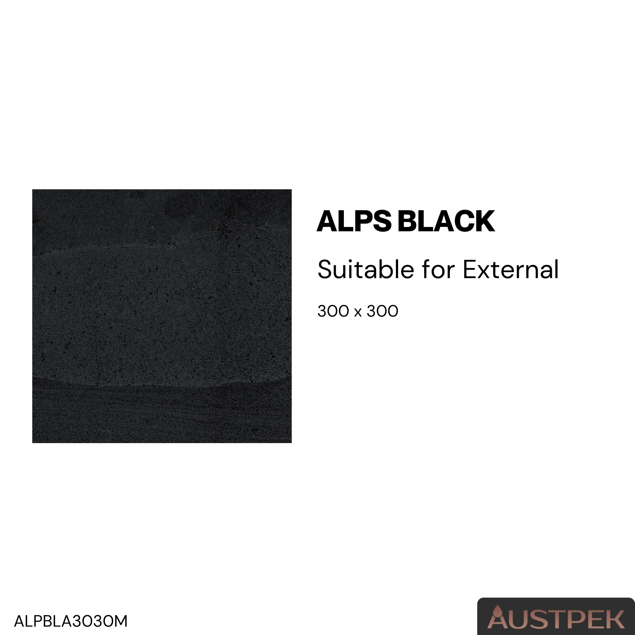 ELITE ALPS BLACK MATTE 300X300MM SQUARE TILE (PER BOX)