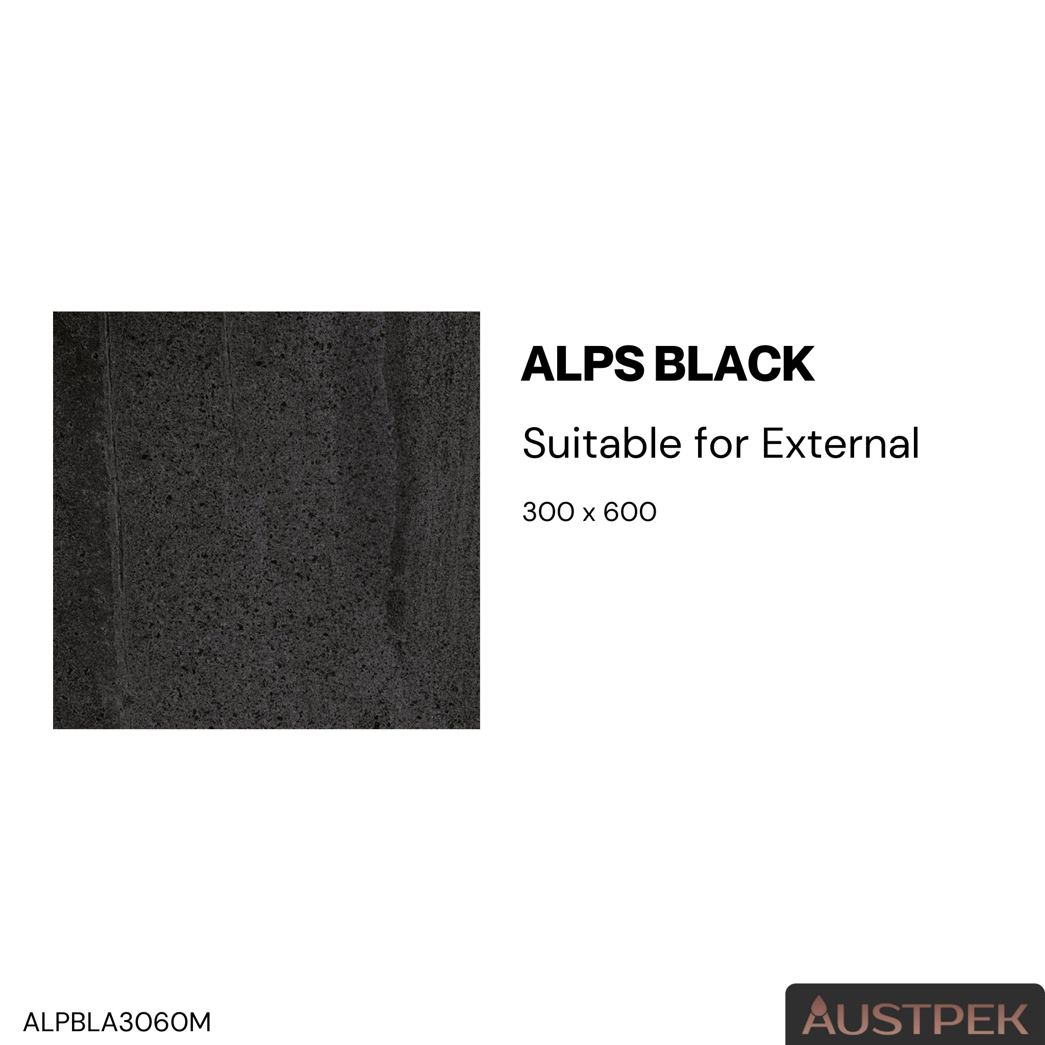 ELITE ALPS BLACK MATTE 300X600MM RECTANGULAR TILE (PER BOX)