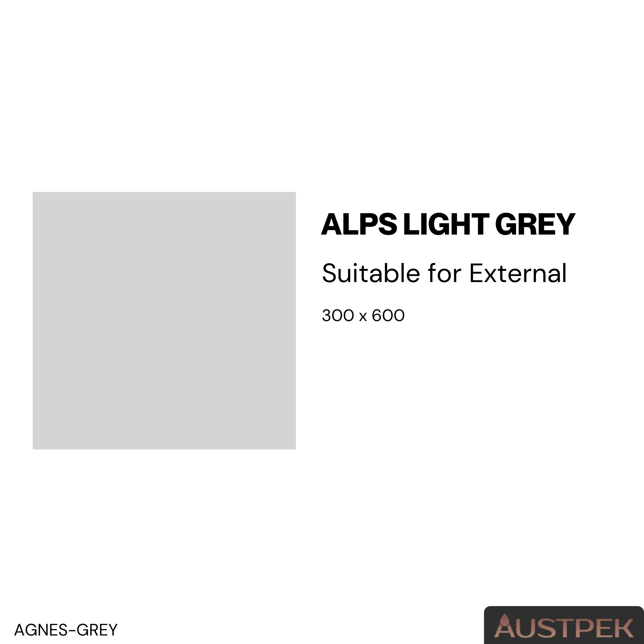 ELITE ALPS LIGHT GREY MATTE 300X600MM RECTANGULAR TILE (PER BOX)