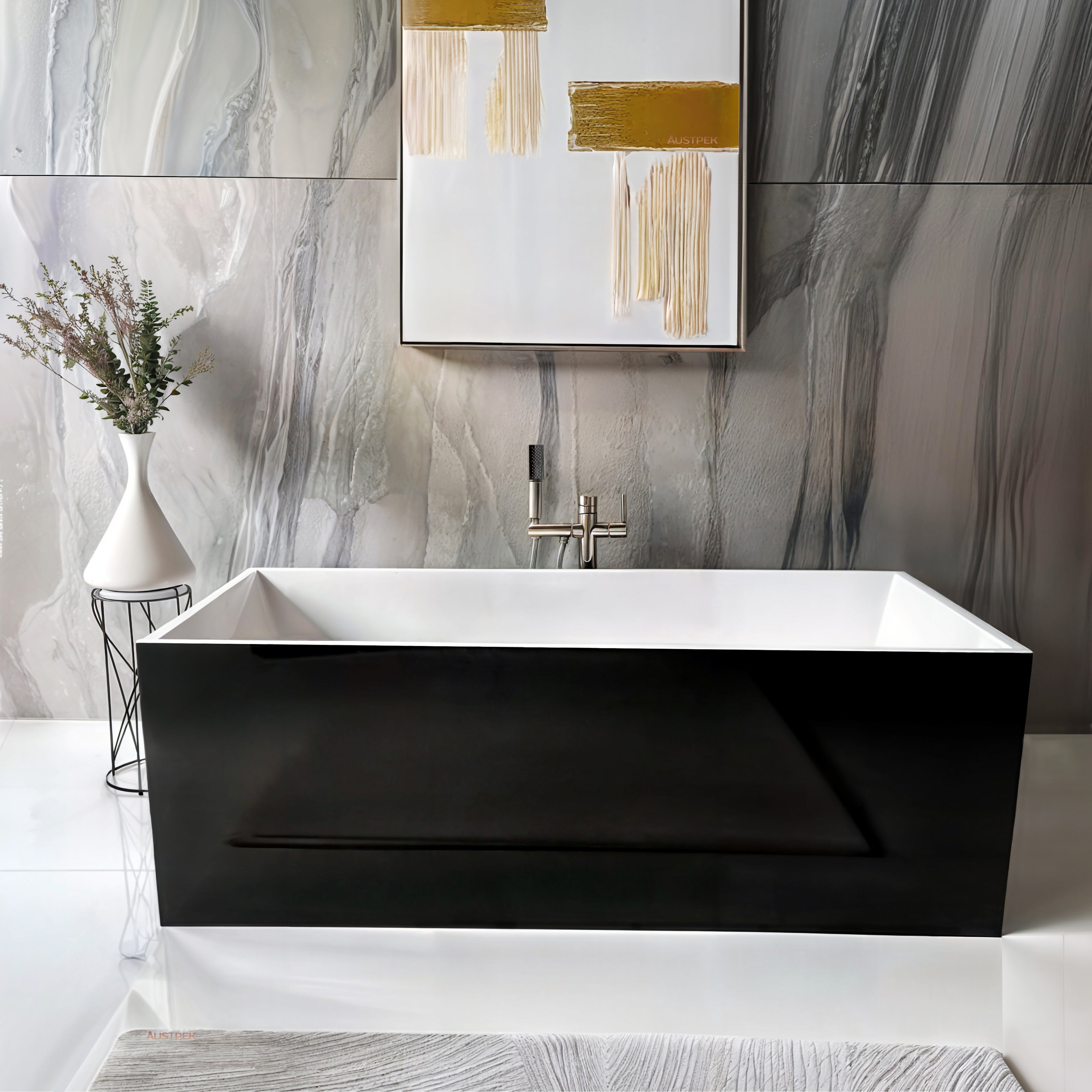 RIVA AMBER FREESTANDING BATHTUB GLOSS BLACK AND WHITE (AVAILABLE IN 1500MM AND 1700MM)