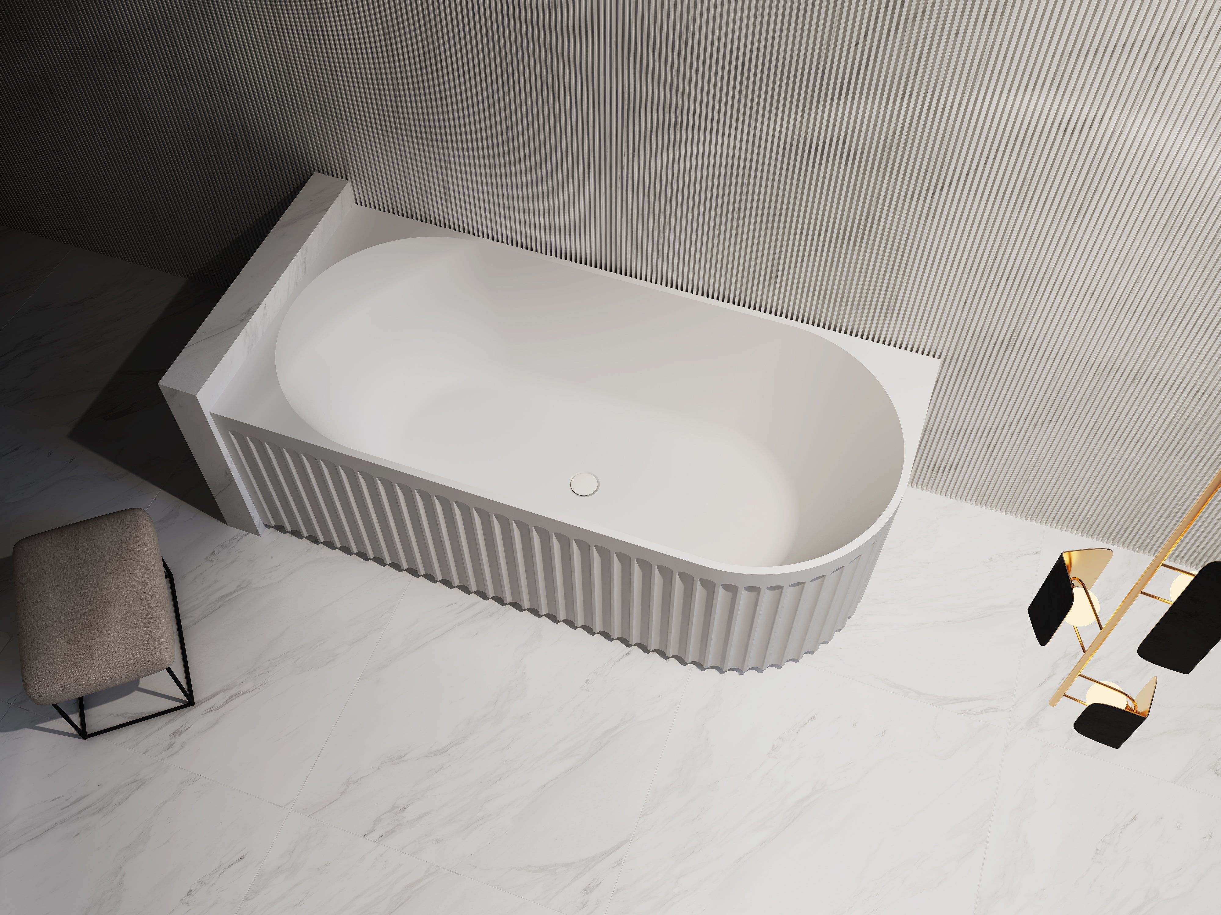 INFINITY ARTEMIS LEFT CORNER BATHTUB MATTE WHITE (AVAILABLE IN 1500MM AND 1700MM)