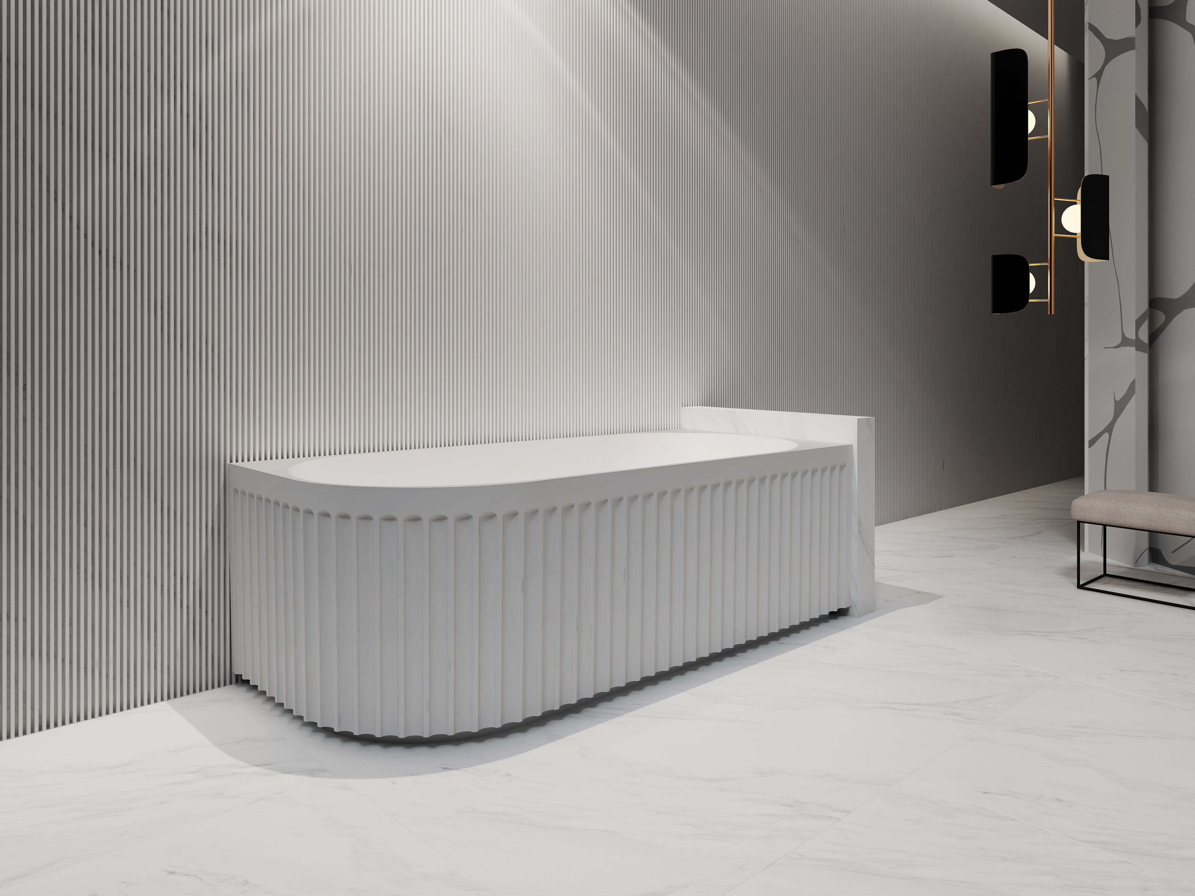 INFINITY ARTEMIS RIGHT CORNER BATHTUB MATTE WHITE (AVAILABLE IN 1500MM AND 1700MM)