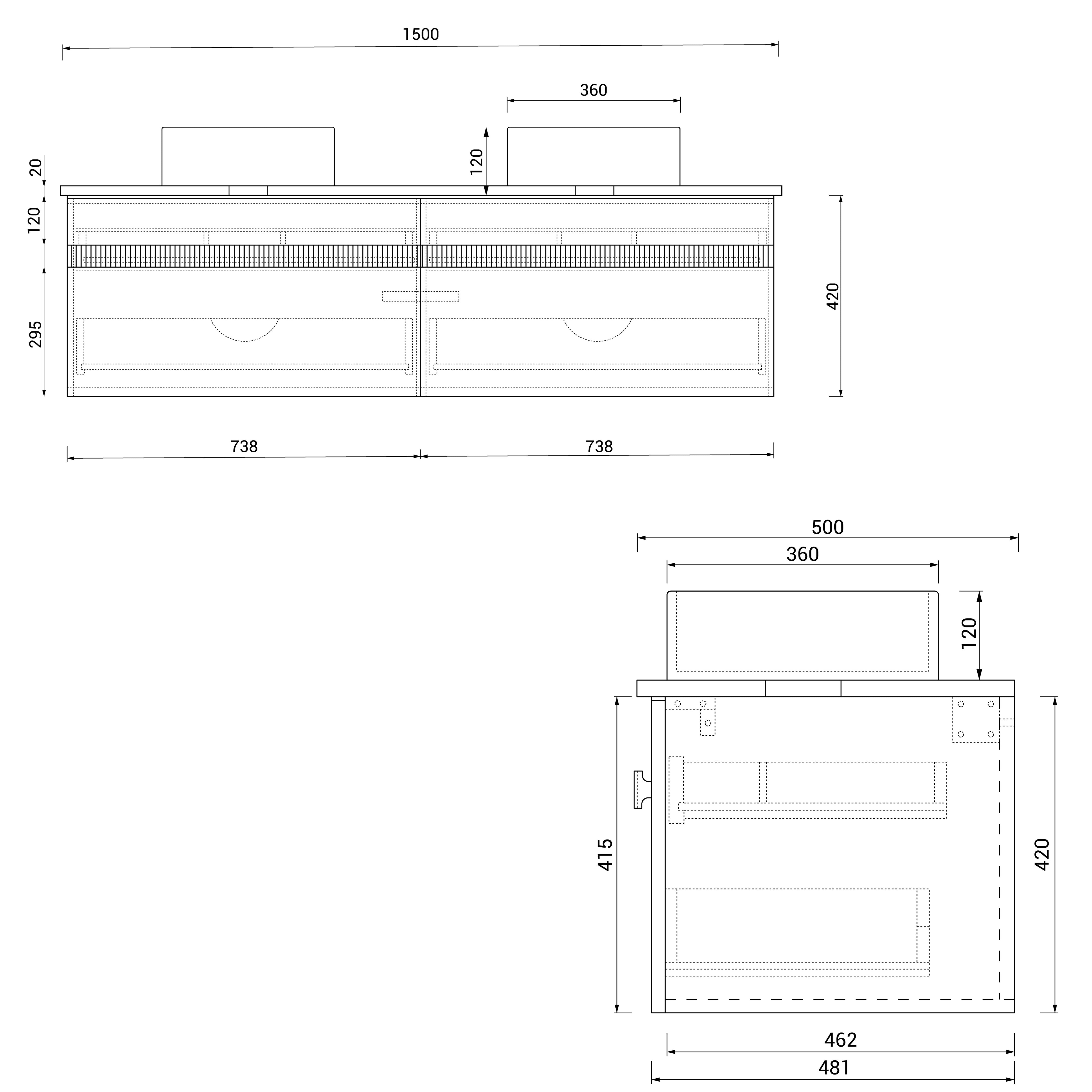 JOINERY BY BEARS ASHTON WALNUT 1500MM DOUBLE BOWL WALL HUNG VANITY PACKAGE