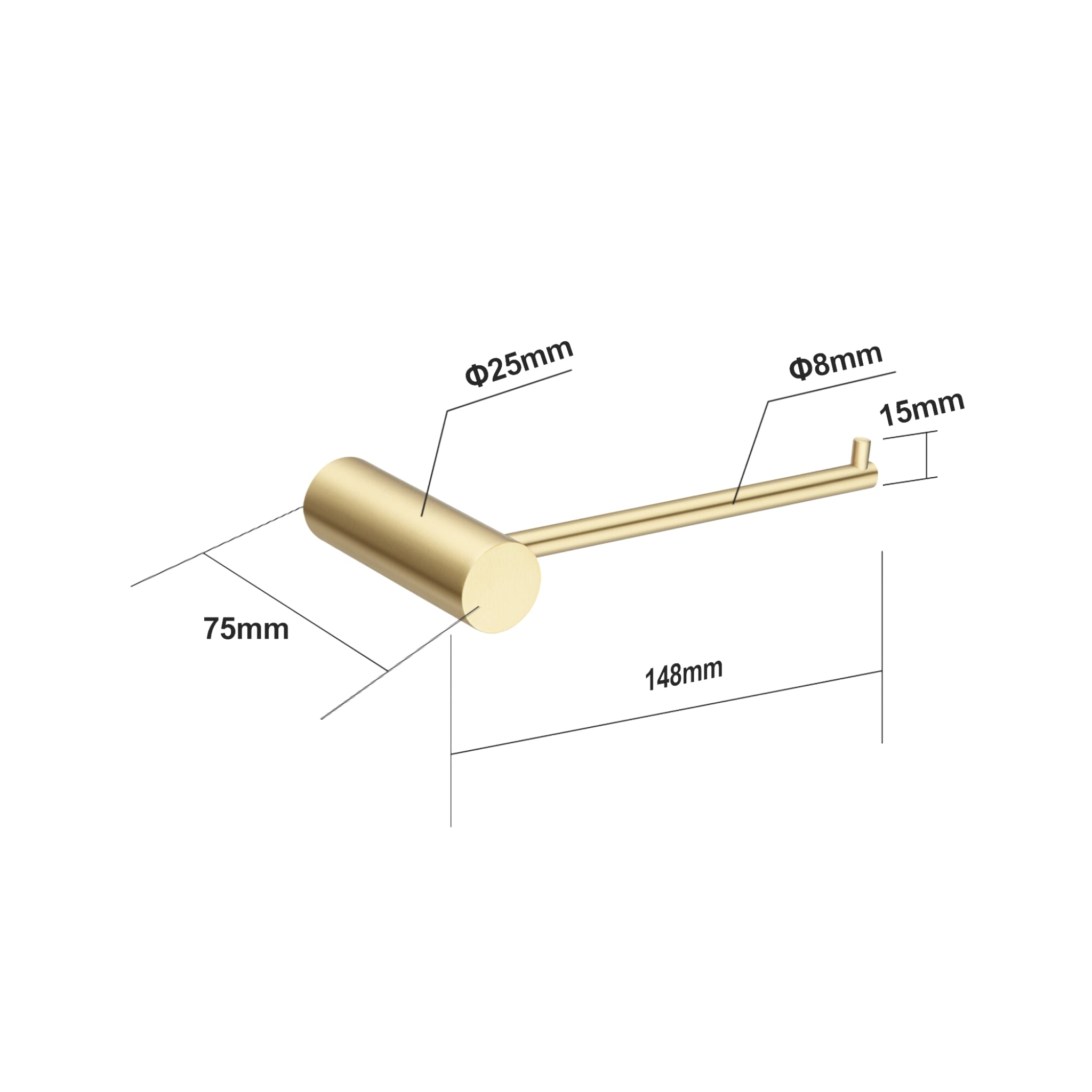 AQUAPERLA TOILET PAPER HOLDER 148MM BRUSHED BRASS