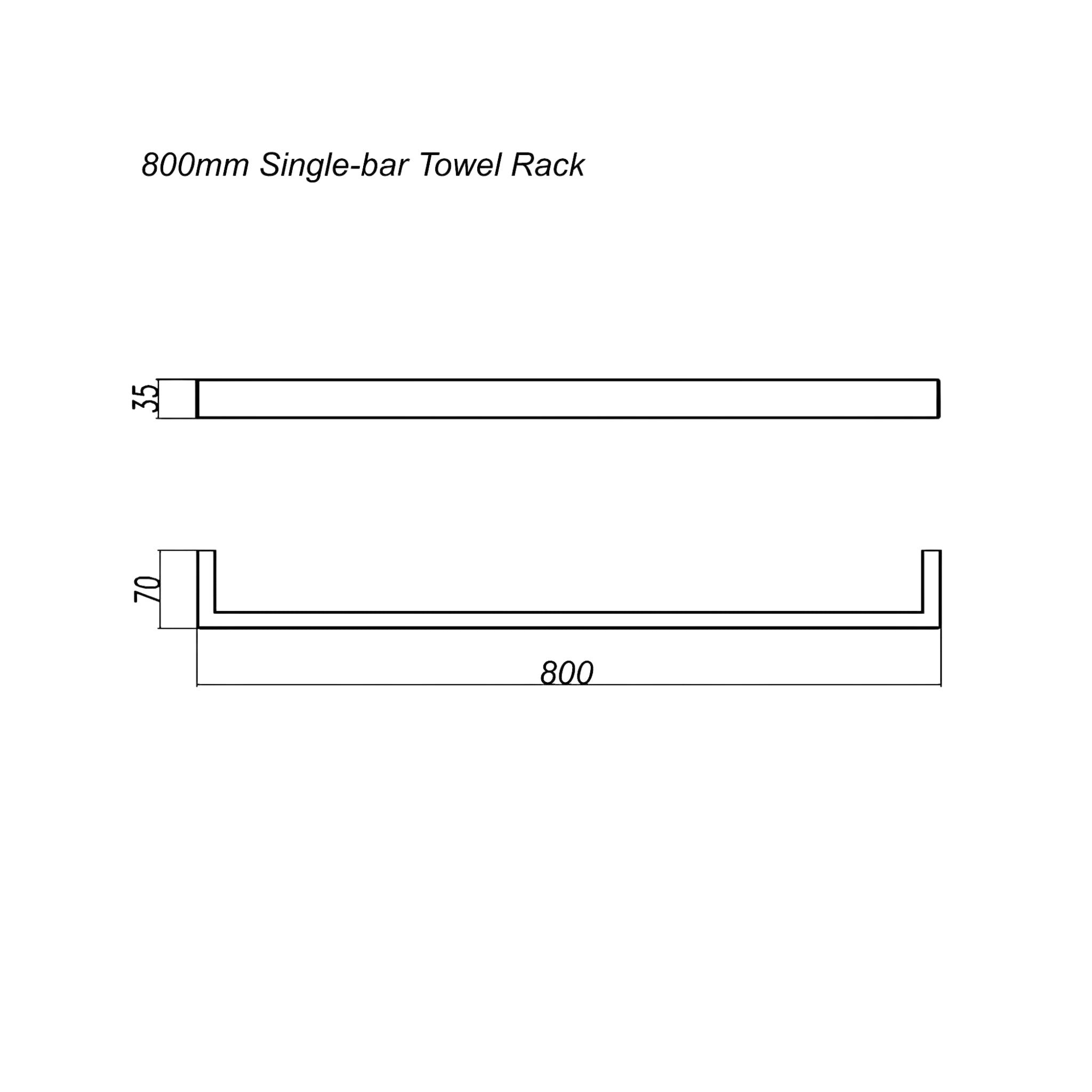 AQUAPERLA IVANO SINGLE TOWEL RAIL GUN METAL (AVAILABLE IN 600MM AND 800MM)