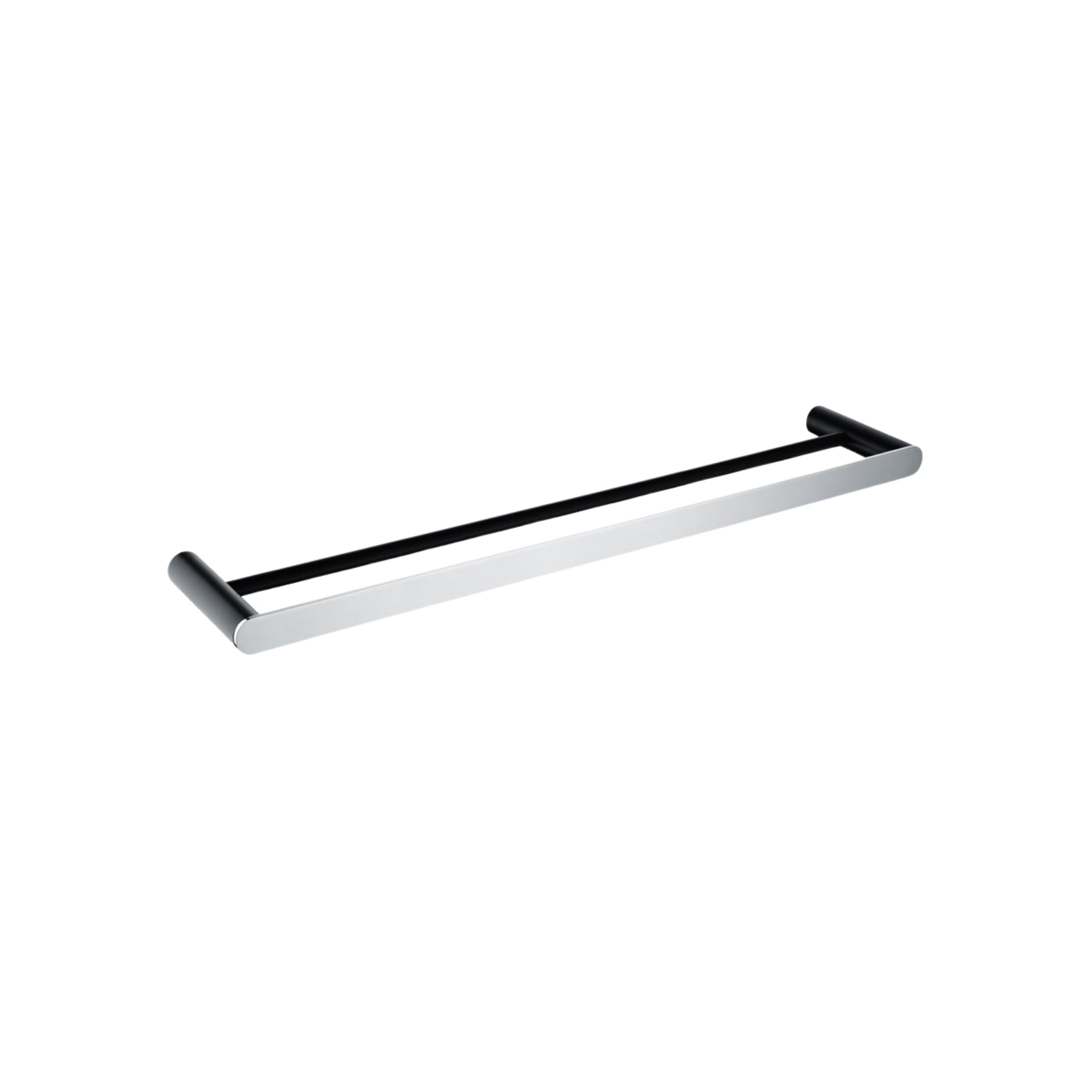 AQUAPERLA RUSHY DOUBLE TOWEL RAIL 600MM BLACK AND CHROME