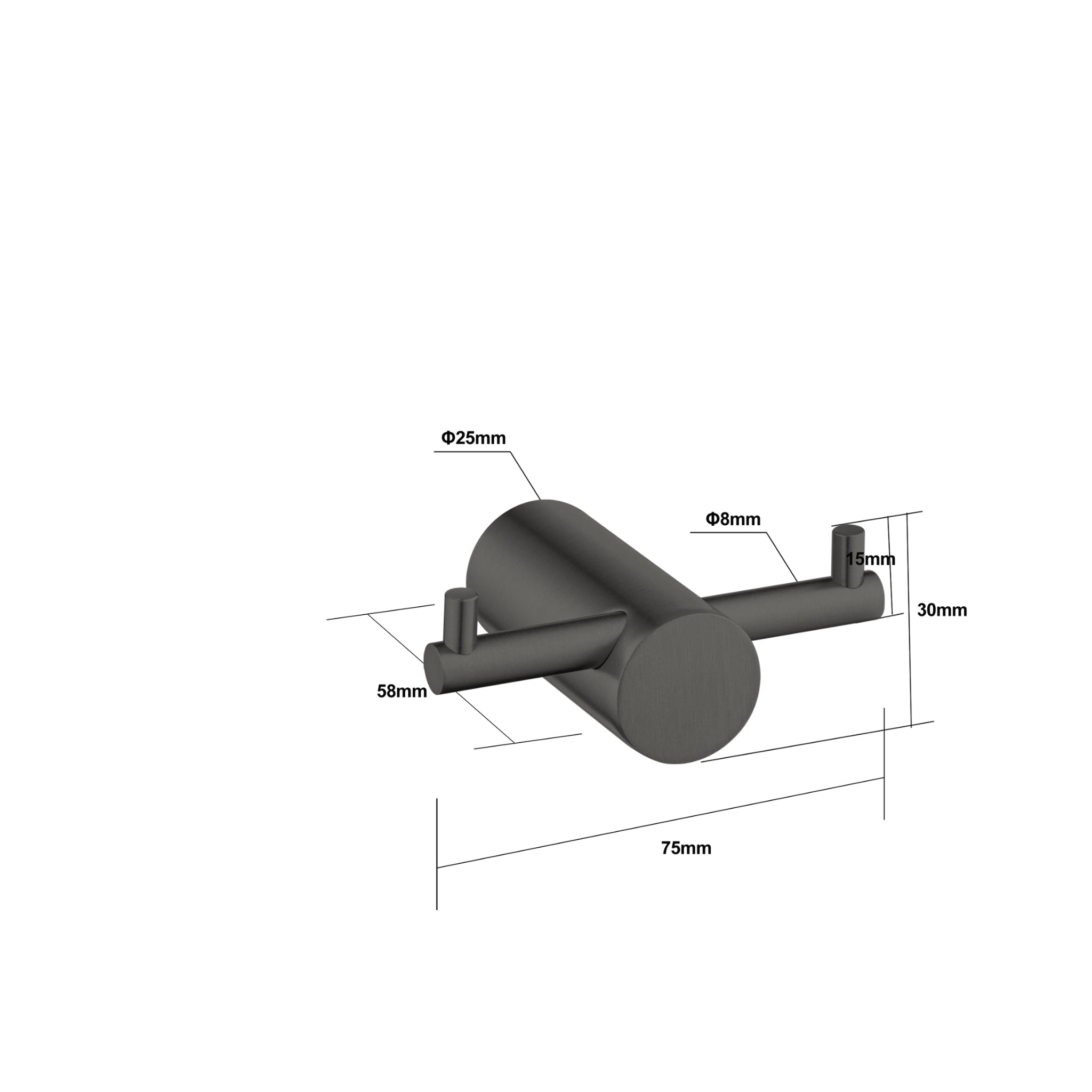 AQUAPERLA DOUBLE ROBE HOOK GUN METAL