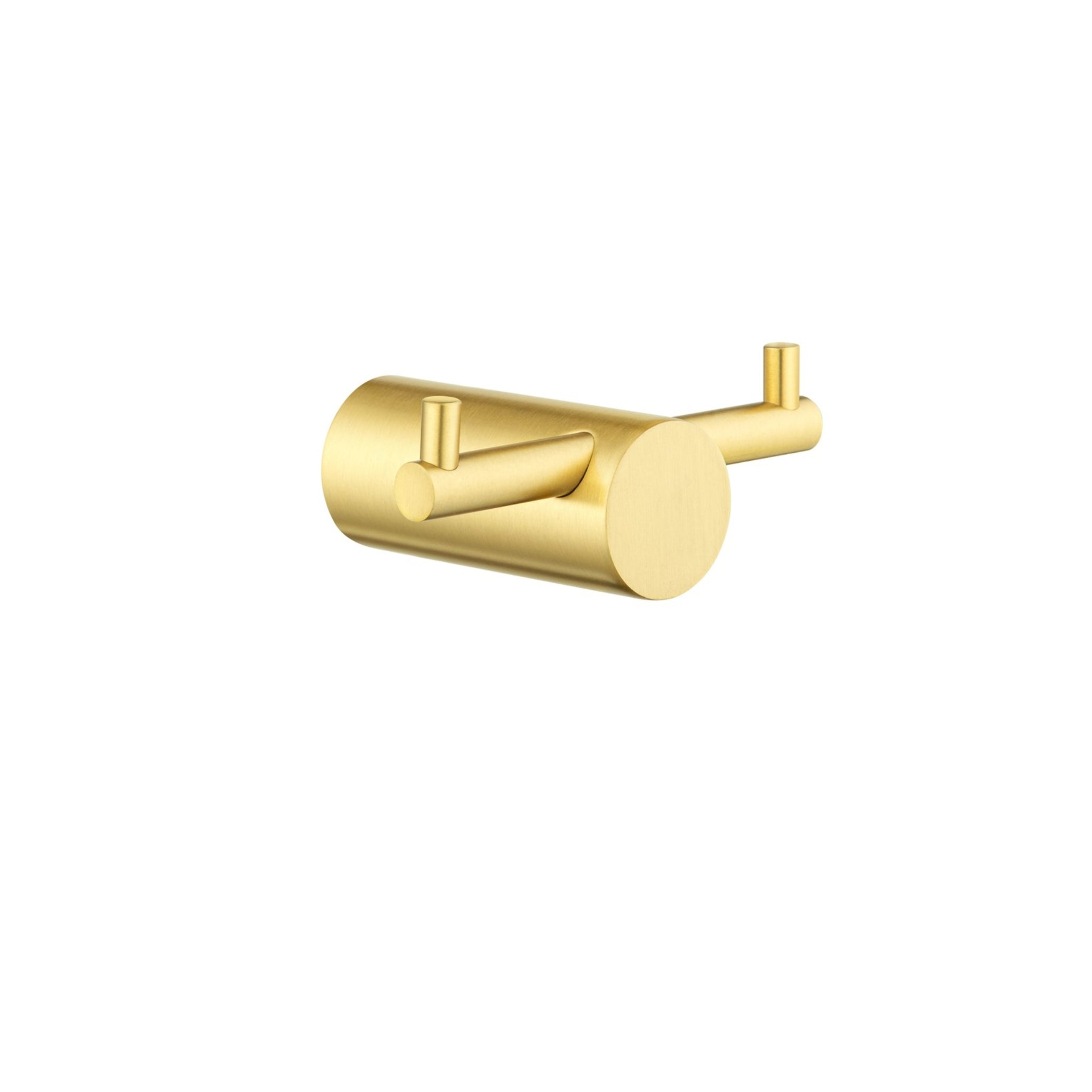 AQUAPERLA DOUBLE ROBE HOOK BRUSHED BRASS