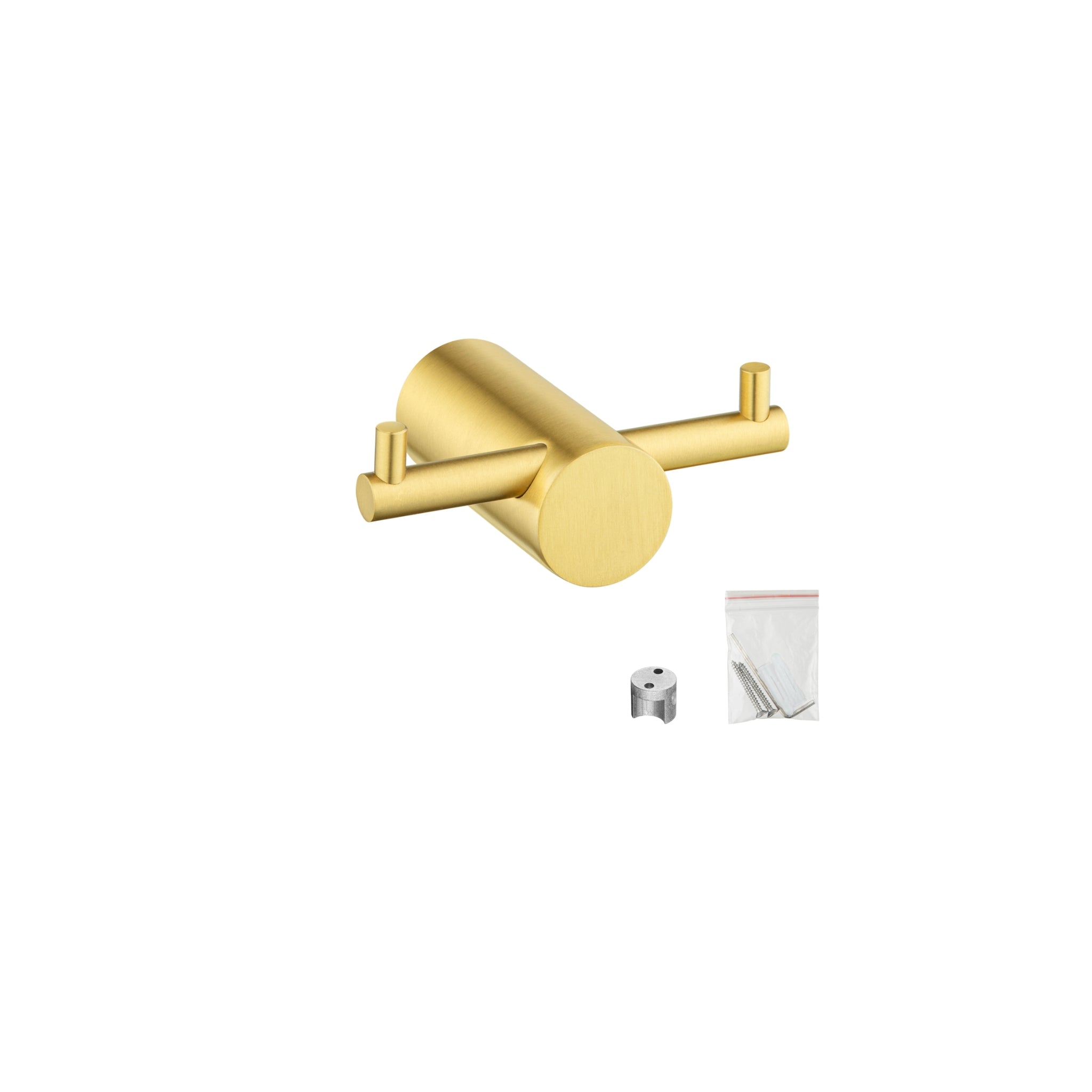 AQUAPERLA DOUBLE ROBE HOOK BRUSHED BRASS