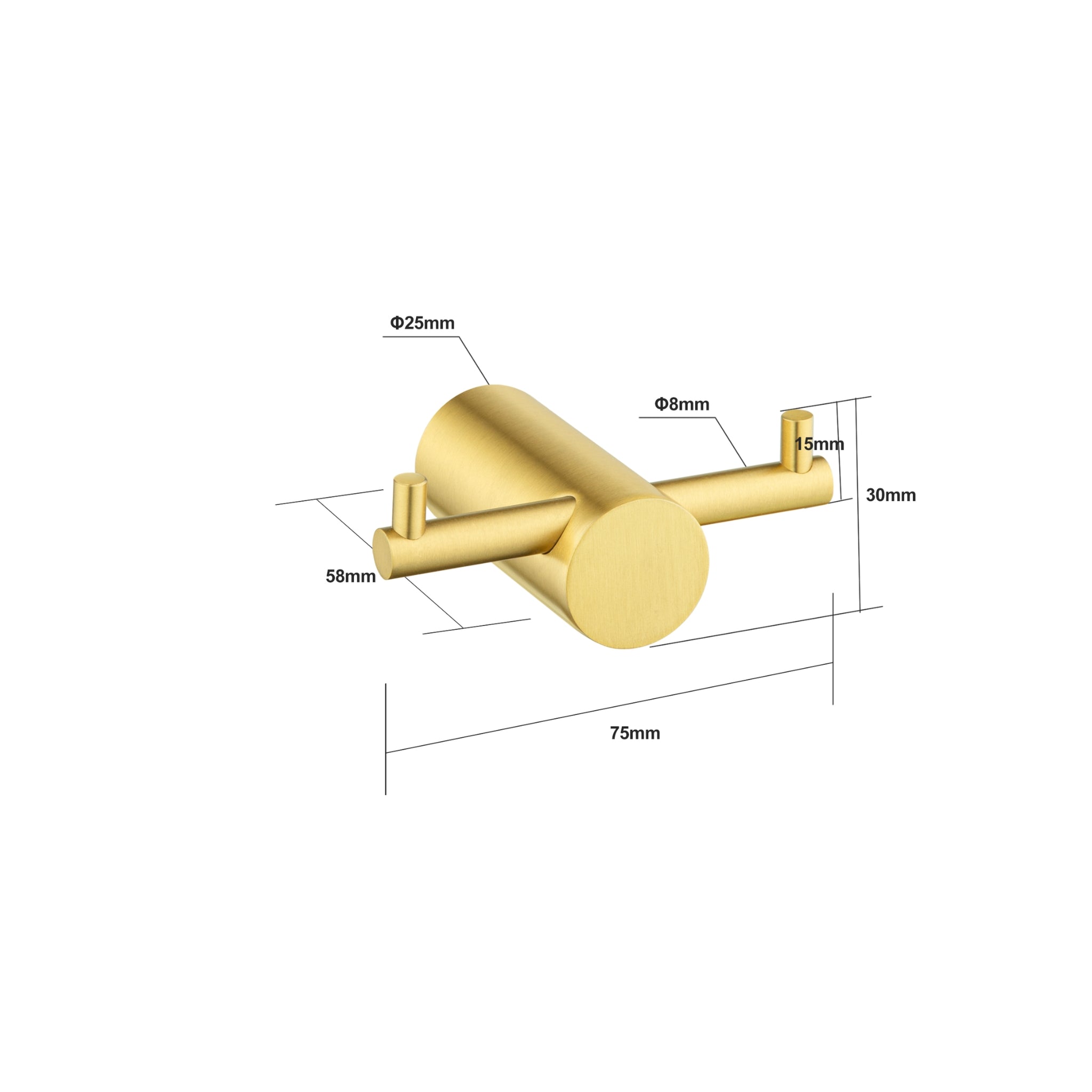 AQUAPERLA DOUBLE ROBE HOOK BRUSHED BRASS