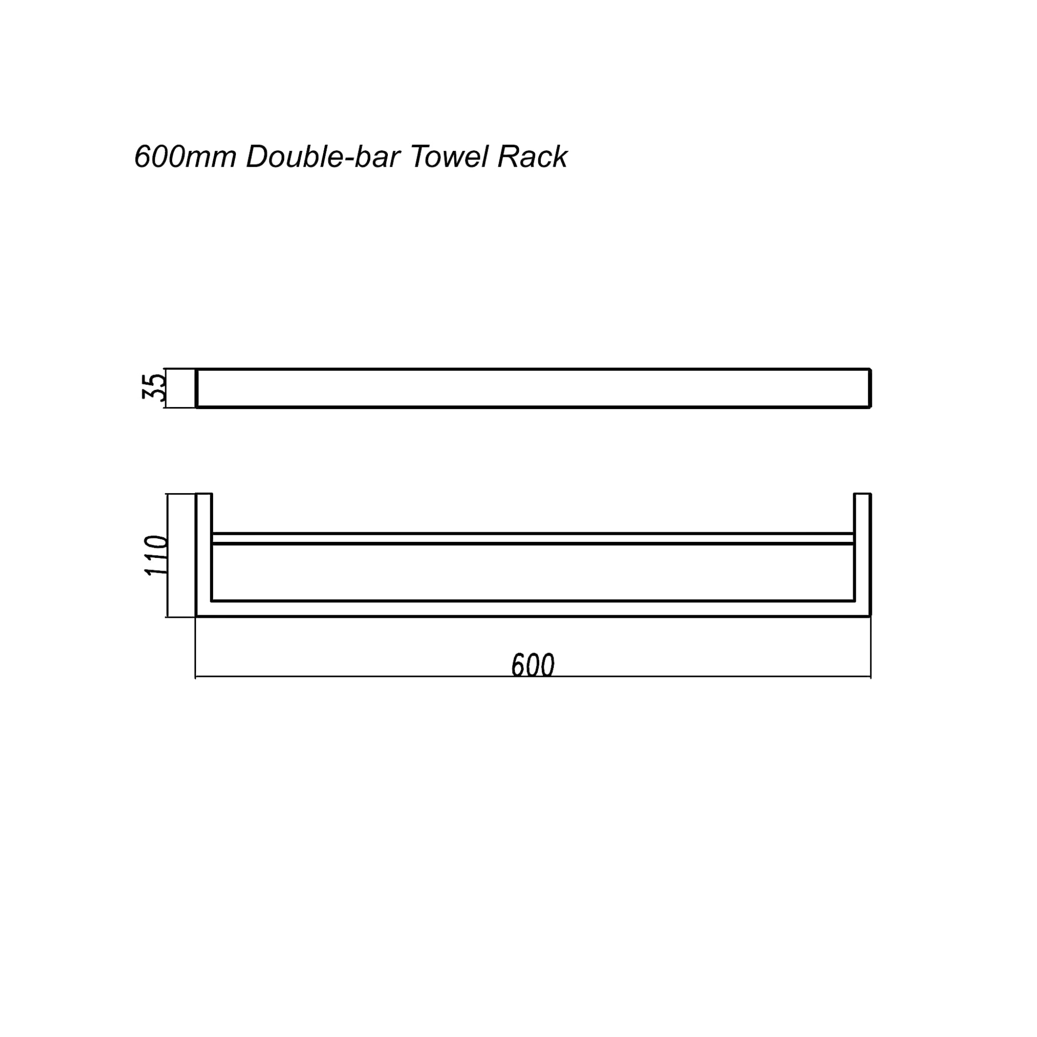 AQUAPERLA IVANO DOUBLE TOWEL RAIL CHROME (AVAILABLE IN 600MM AND 800MM)