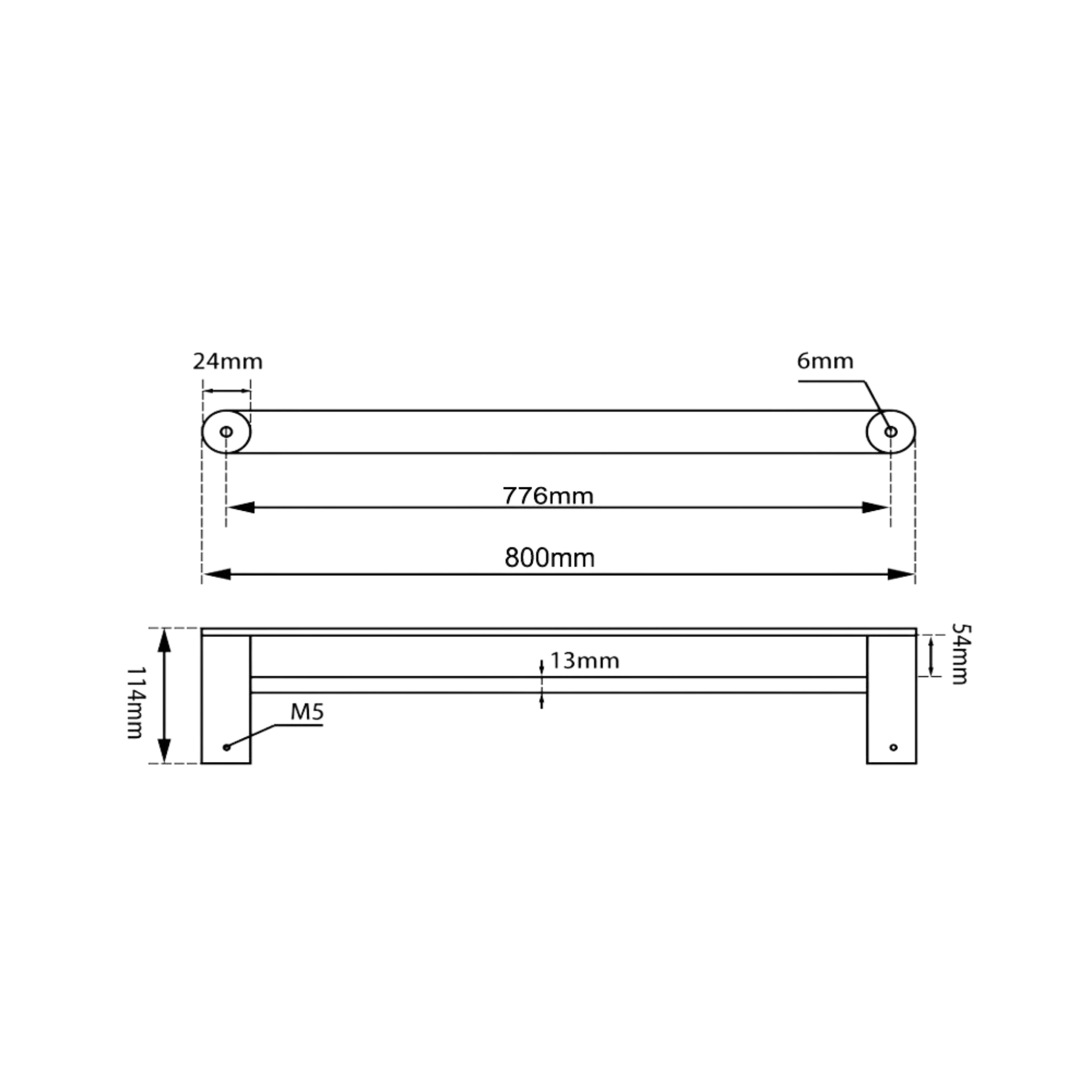 AQUAPERLA RUSHY DOUBLE TOWEL RAIL BLACK AND ROSE BLACK (AVAILABLE IN 600MM AND 800MM)