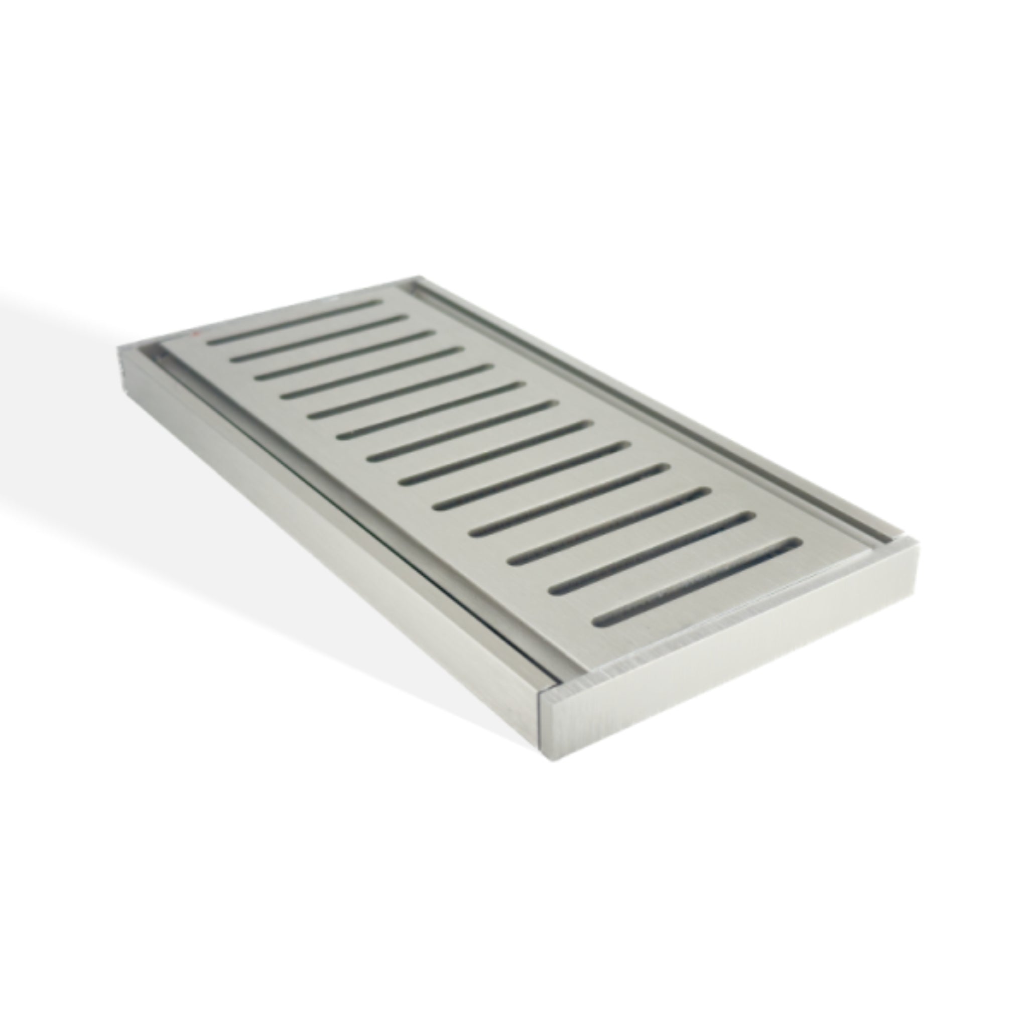 AQUAPERLA EZY FLOW FLOOR GRATE BRUSHED NICKEL 100X14MM