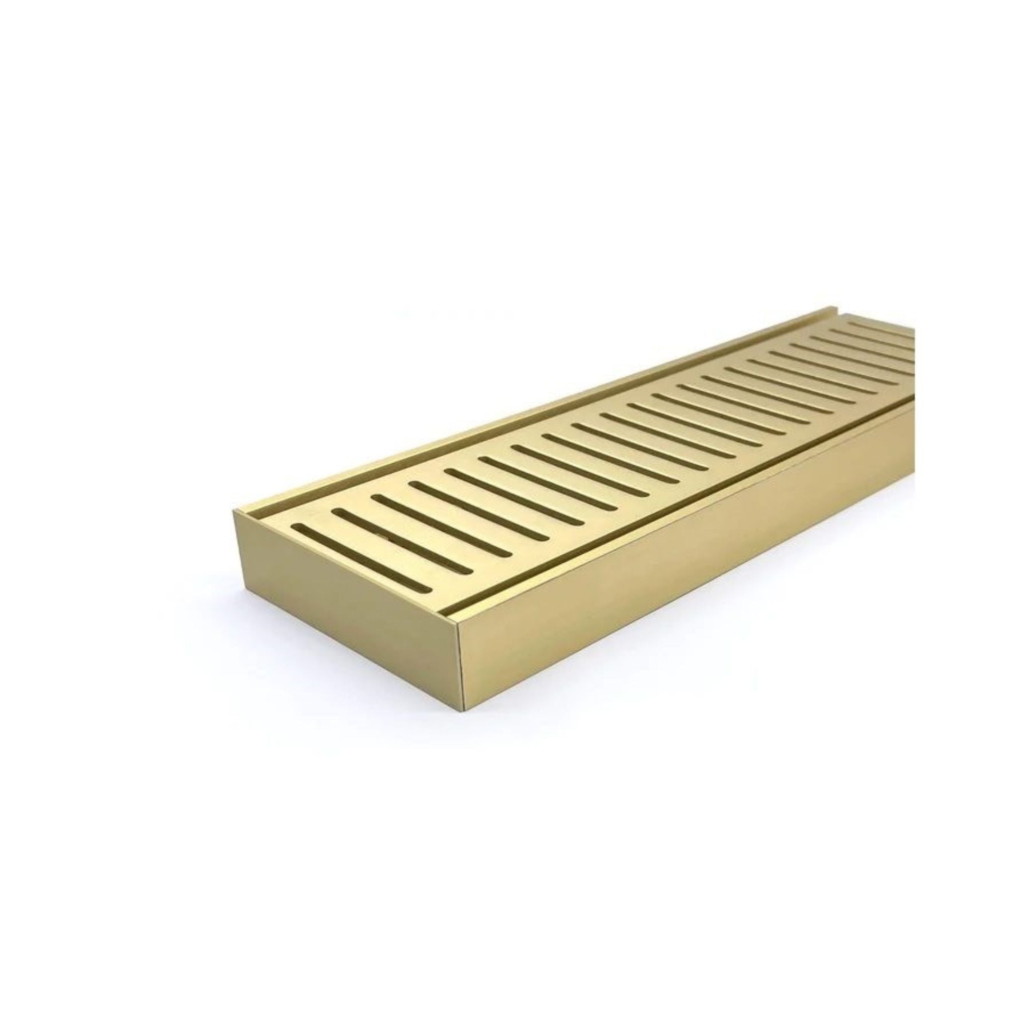 AQUAPERLA EZY FLOW FLOOR GRATE BRUSHED GOLD 100X26MM