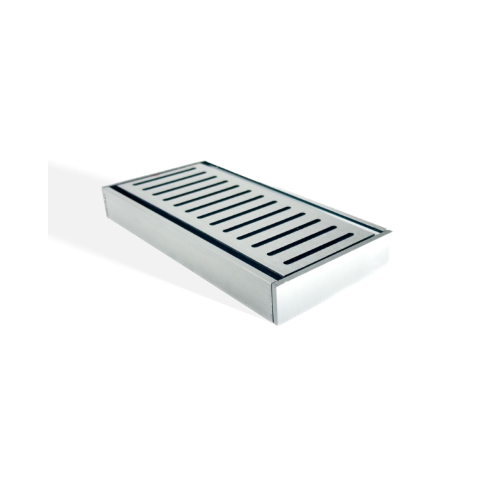 AQUAPERLA EZY FLOW FLOOR GRATE BRUSHED SILVER 100X26MM