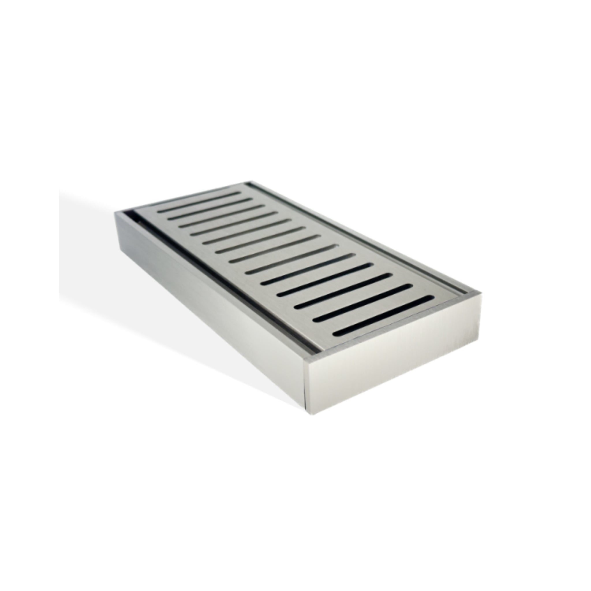 AQUAPERLA EZY FLOW FLOOR GRATE BRUSHED NICKEL 100X26MM