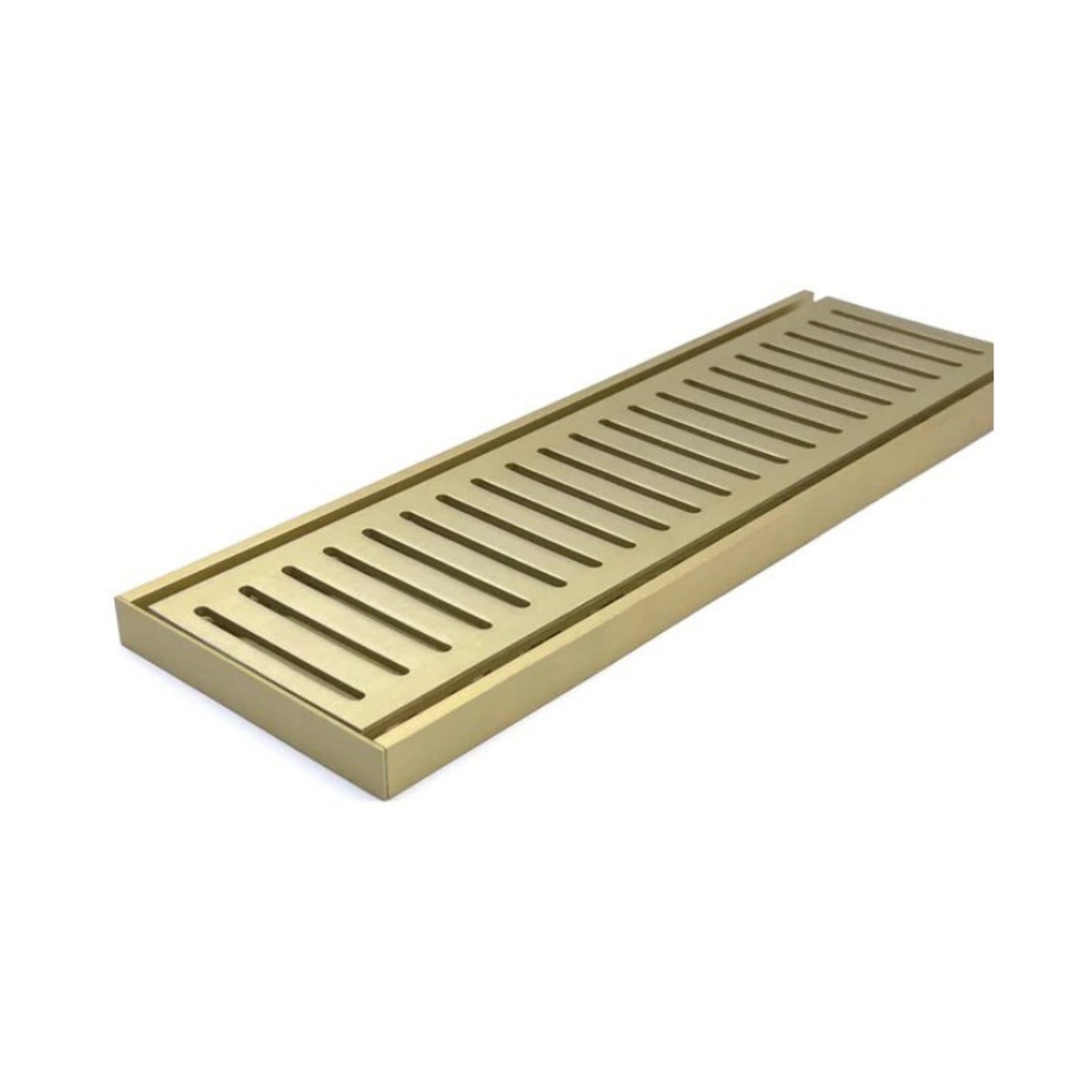 AQUAPERLA EZY FLOW FLOOR GRATE BRUSHED GOLD 100X14MM