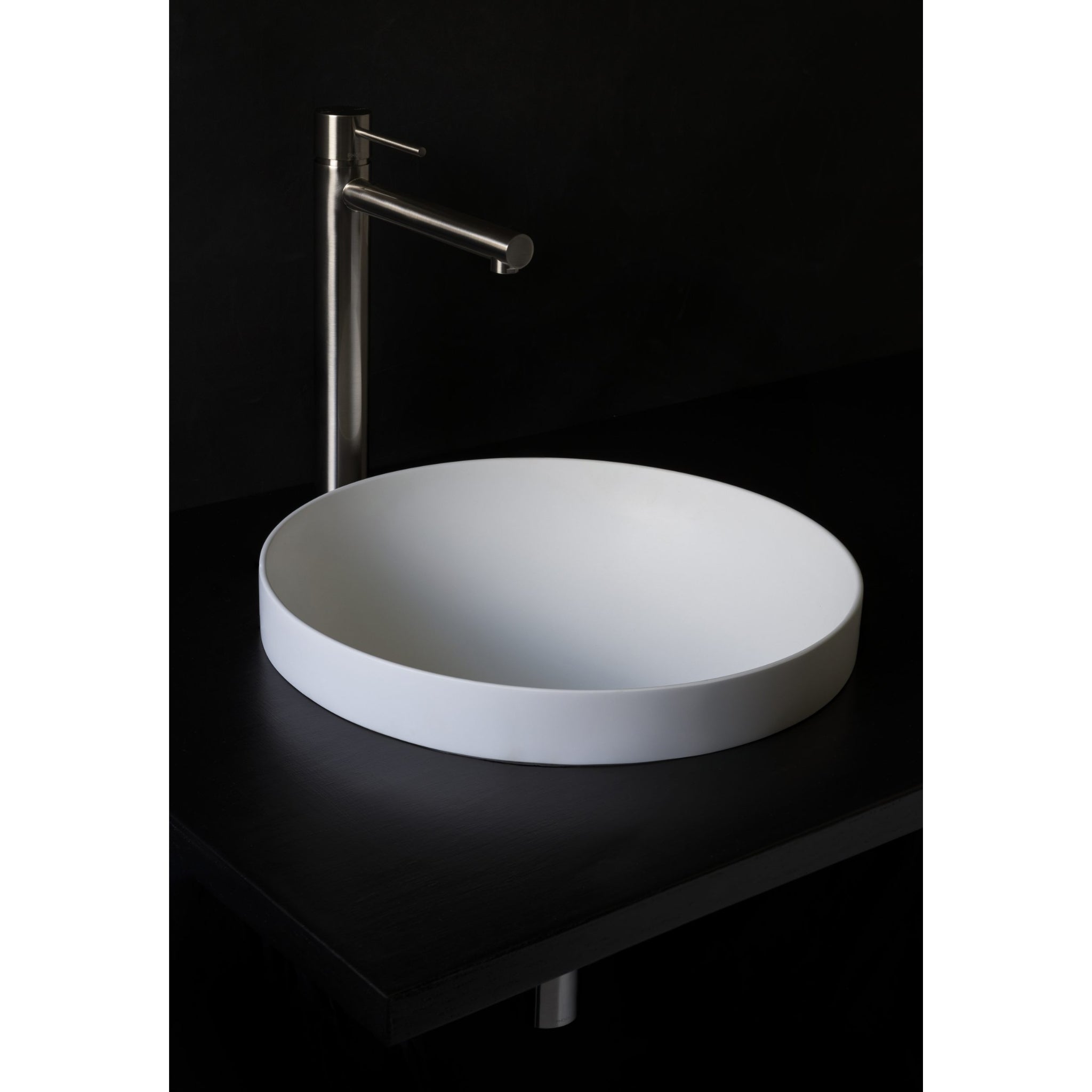 KASKADE ARUNDEL ROUND SEMI INSET STONE BASIN MATTE WHITE 385MM