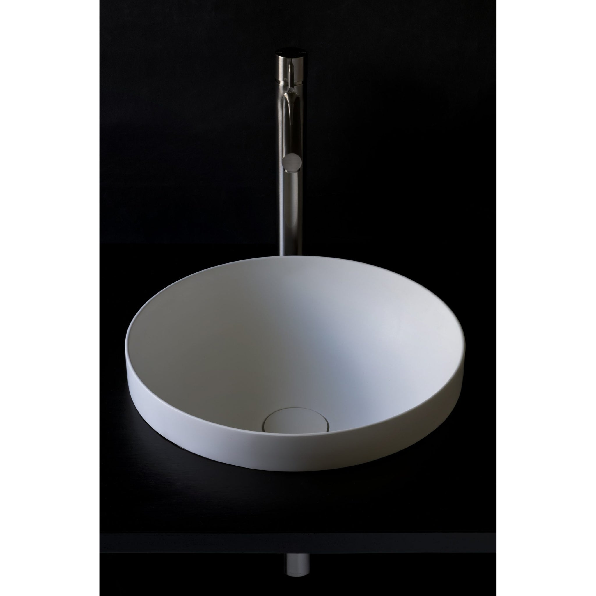 KASKADE ARUNDEL ROUND SEMI INSET STONE BASIN MATTE WHITE 385MM